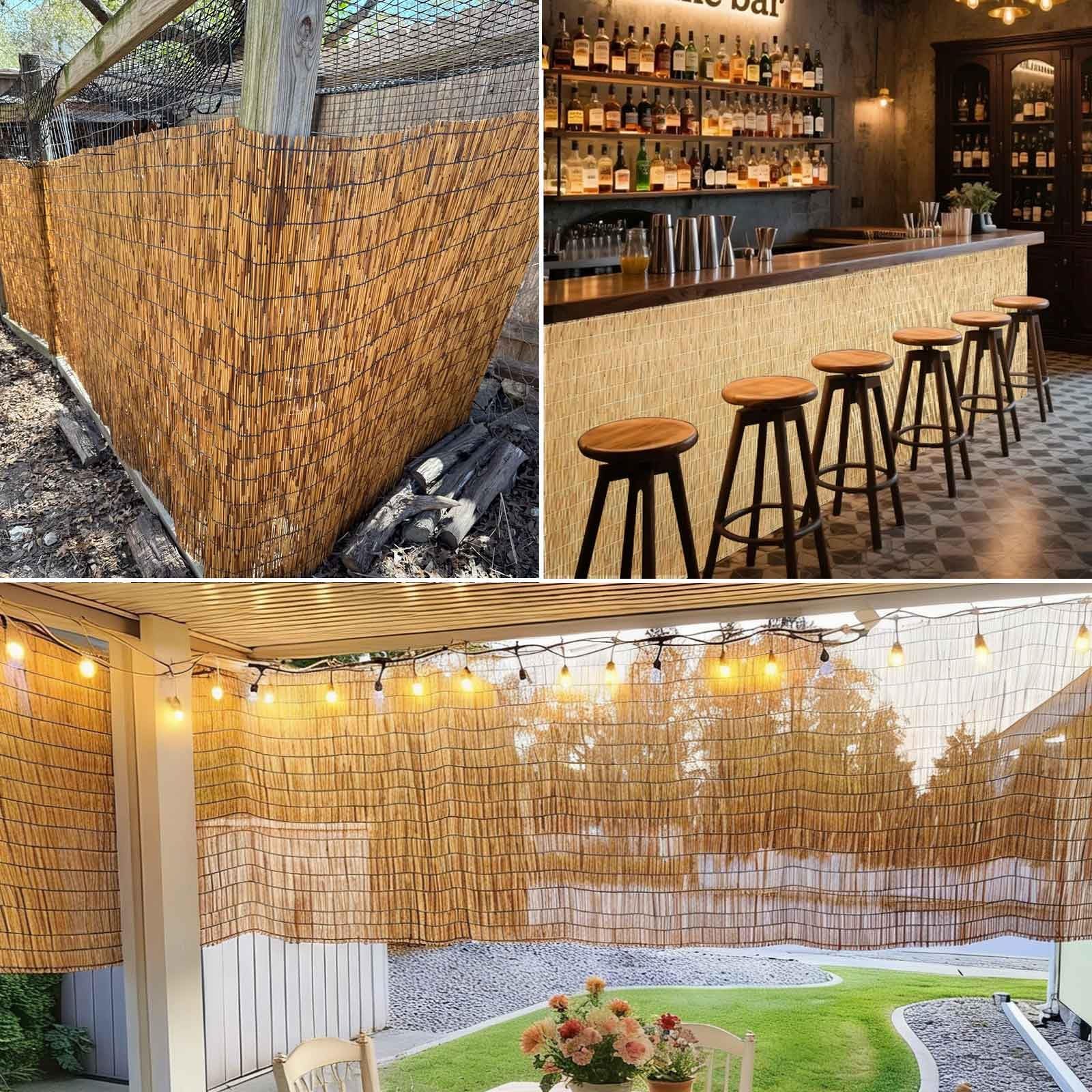 Canisse Brise Vue en Roseau Naturel 1x5m Brise Vue Jardin Terrasse Rouleau Occultation Extérieure Clôture Intimité Brise-Vent Natte Roseau Écran Occultant Extérieur(Natural White,60 * 1200cm)
