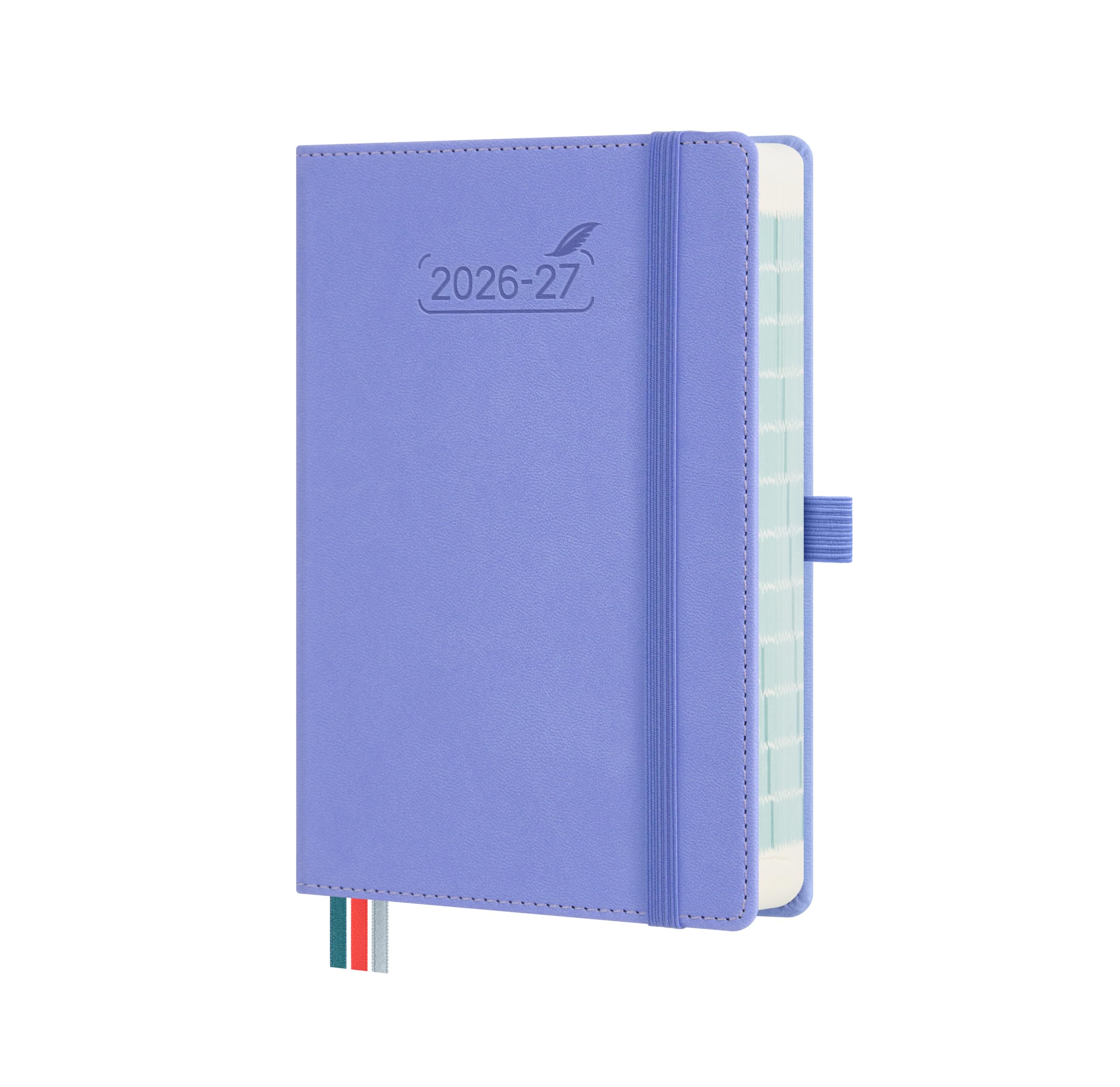 BEZEND Academic Diary 2026-2027 Page A Day (Sept'26-Dec'27) Compact 18 x 13 cm. Daily Planner with Hourly Schedule & Back Pocket. Appointment Diary for Students & Work. PU Leather Hardback, Cornflower