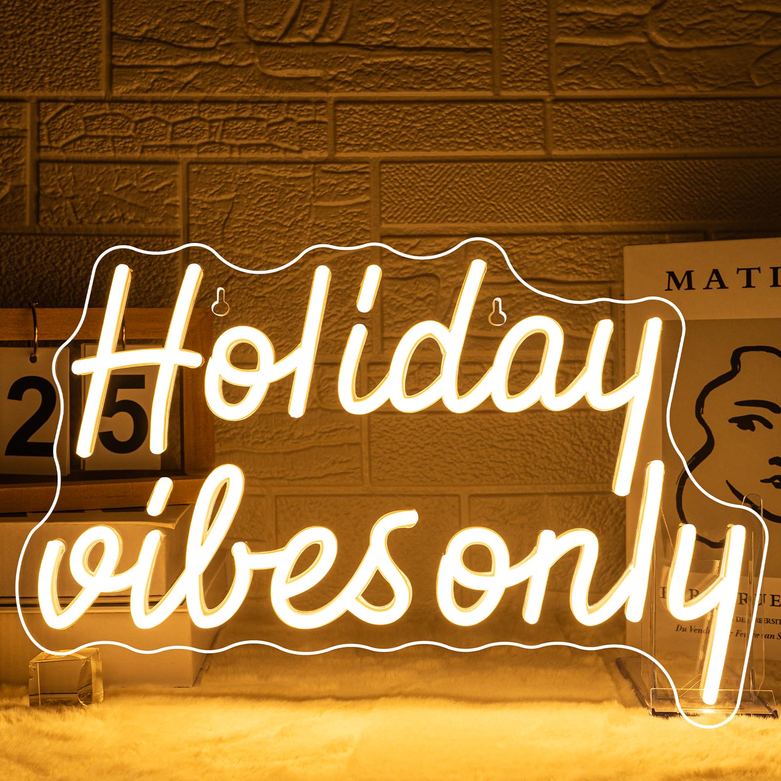 DREAMFORT Christmas Neon Sign Holiday Vibes Only Neon Sign Festive LED Wall Decor for Christmas, Seasonal Parties & Winter Home Decor Cheerful Holiday Design โ image 1