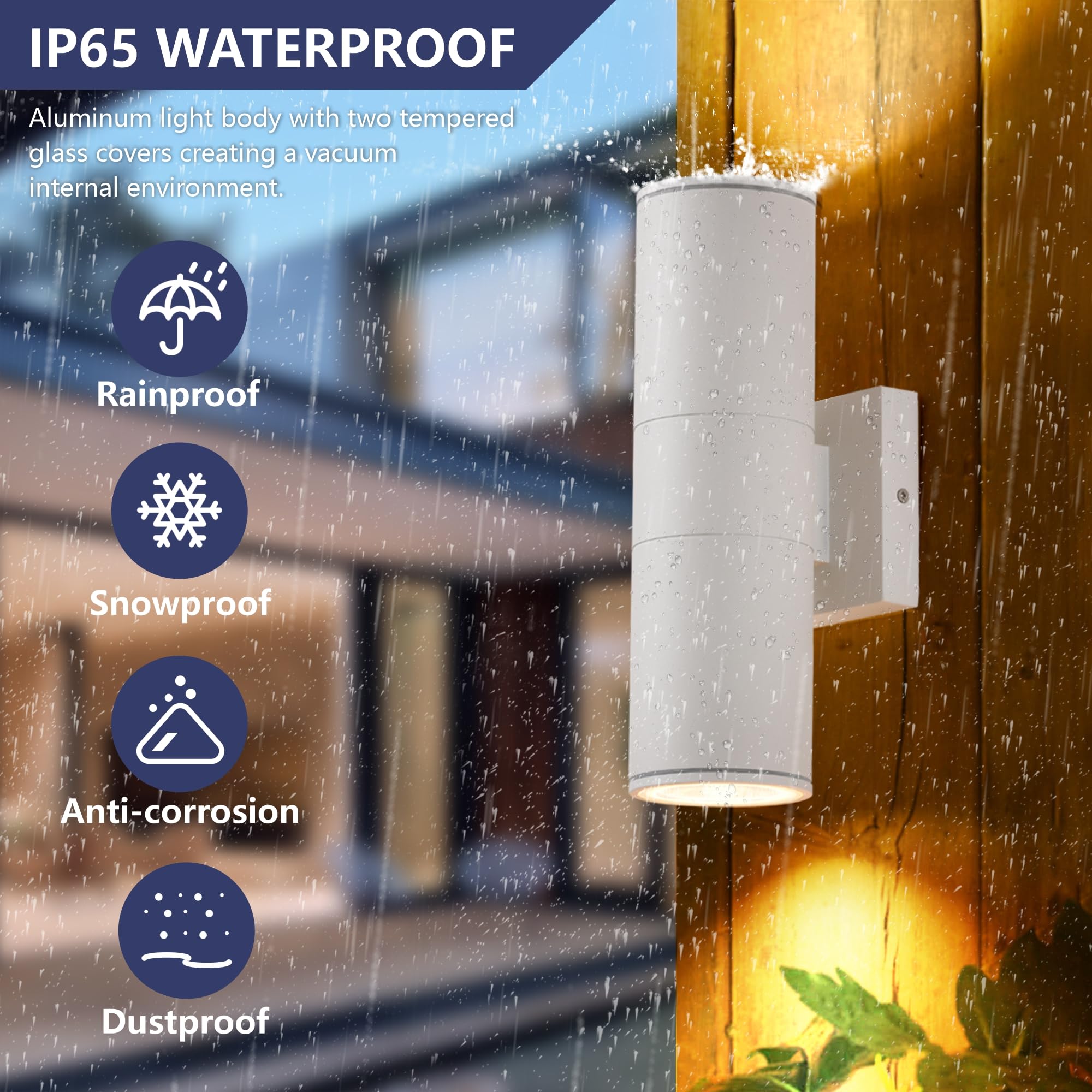 GoBright Luces De Pared Para Exteriores, 12 W, 3000 K, Luces LED Integradas Cilíndricas Hacia Arriba, 1200 Lúmenes, Aplique De Pared Exterior Súper Brillante E Impermeable, Paquete De 2 Faroles De