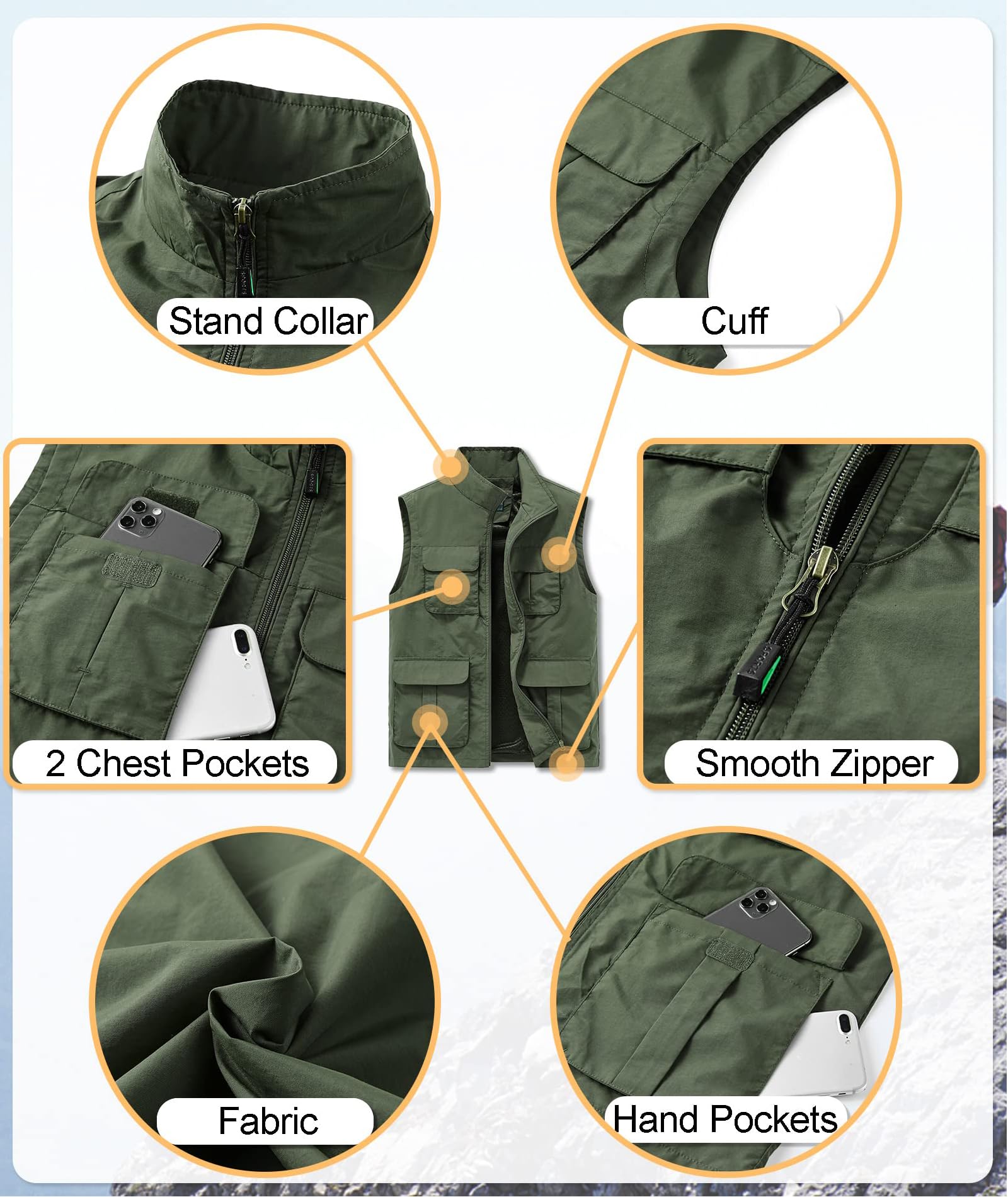 Gilet ad Asciugatura Rapida da Uomo Leggero Gilet da Pesca Estivo Gilet Sportivi da Caccia Reporter Fotografico Multitasca Giubbini da Viaggio
