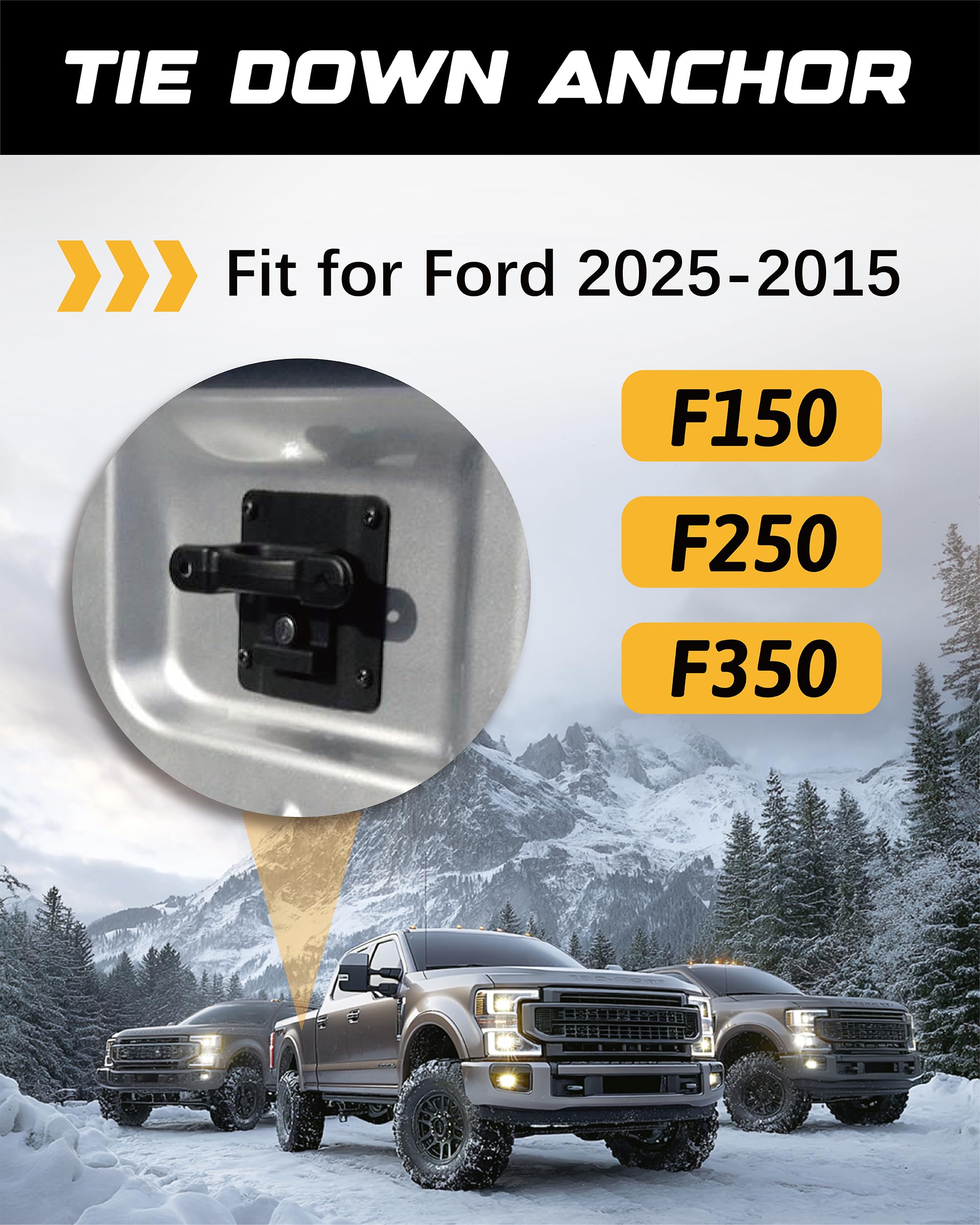 RETRUE Anclajes de amarre para caja de camioneta adecuados para F150 F250 F350 2015-2025, accesorios de amarre y anclajes de camión de repuesto #FL3Z-99000A64-B/FL3Z-9928408-AB, 4 piezas