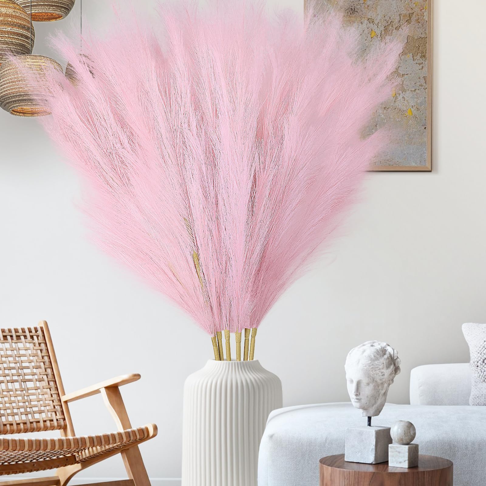 10pcs Herbe De La Pampa 80-120cm Naturelle Fleurs Sechee Beige Boho Bouquet Pour