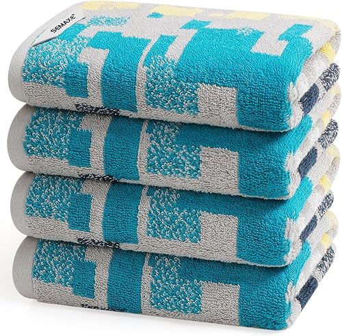 Miniatura 82 de SEMAXE Juego de 12 toallas de 100% algodón, 13 × 13 pulgadas, toallas suaves amarillas para la cara – súper absorbentes y de secado rápido, paño