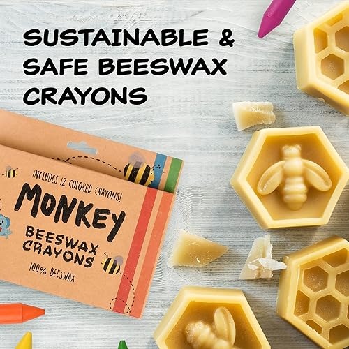 Miniatura 2 de IMPRESA Crayones de cera de abeja natural, 12 unidades (paquete de 2), sacapuntas incluidos, juego de crayones triangulares gruesos jumbo para niños