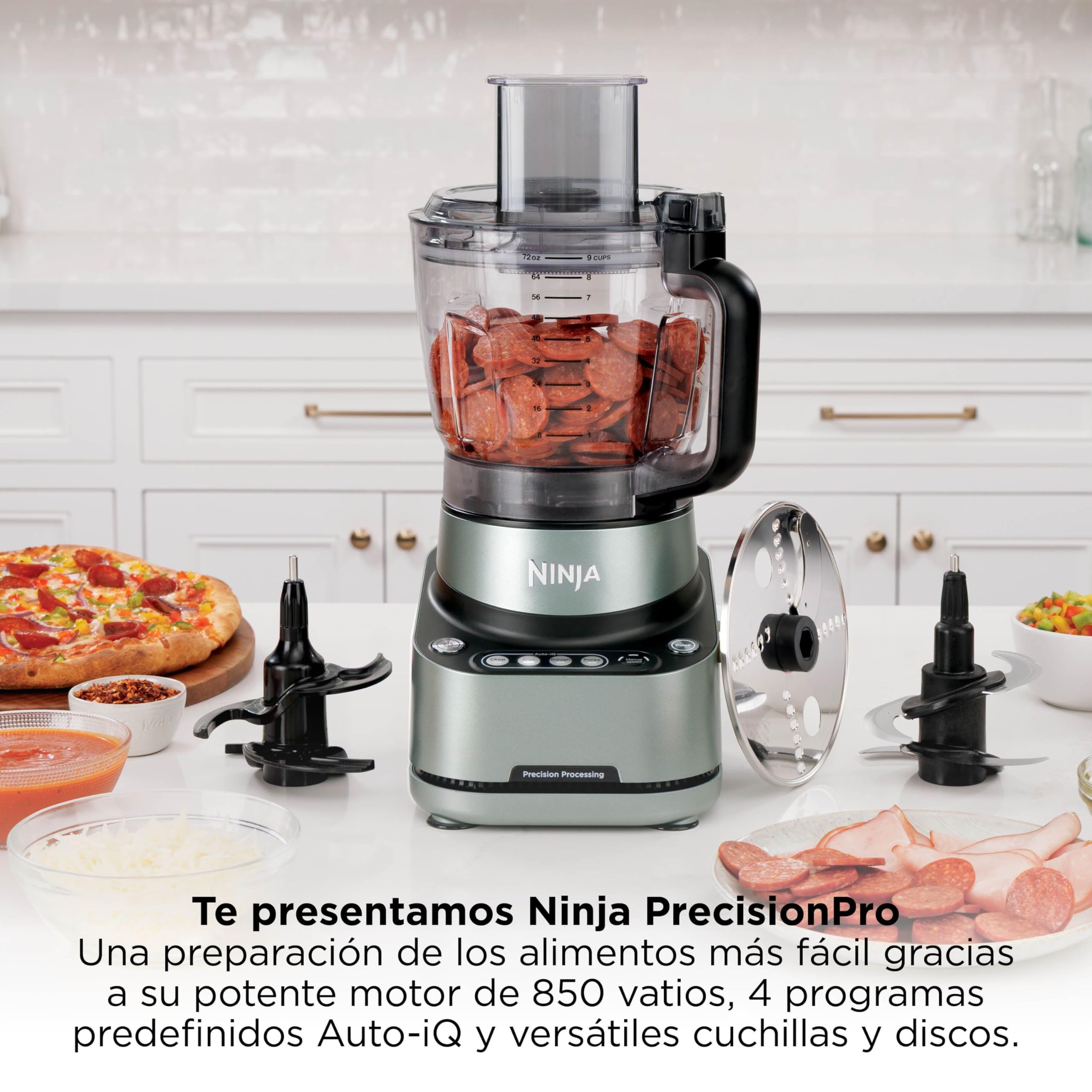 Ninja PrecisionPro, Procesador de Alimentos de 2,1L, Negro BZ651EU | 4 Ajustes Predefinidos y Manuales, Hace Masa para Pizza y Pan, Corta Verduras y Mucho Más, Piezas Aptas para Lavavajillas