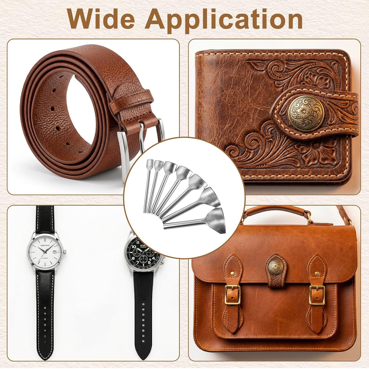 SELMAIDY 7 Pcs Arc-Shaped Leather Punch Set, Half-Round Leather Cutter for Belt Strap Wallet Bag DIY Craft 10-40mm
