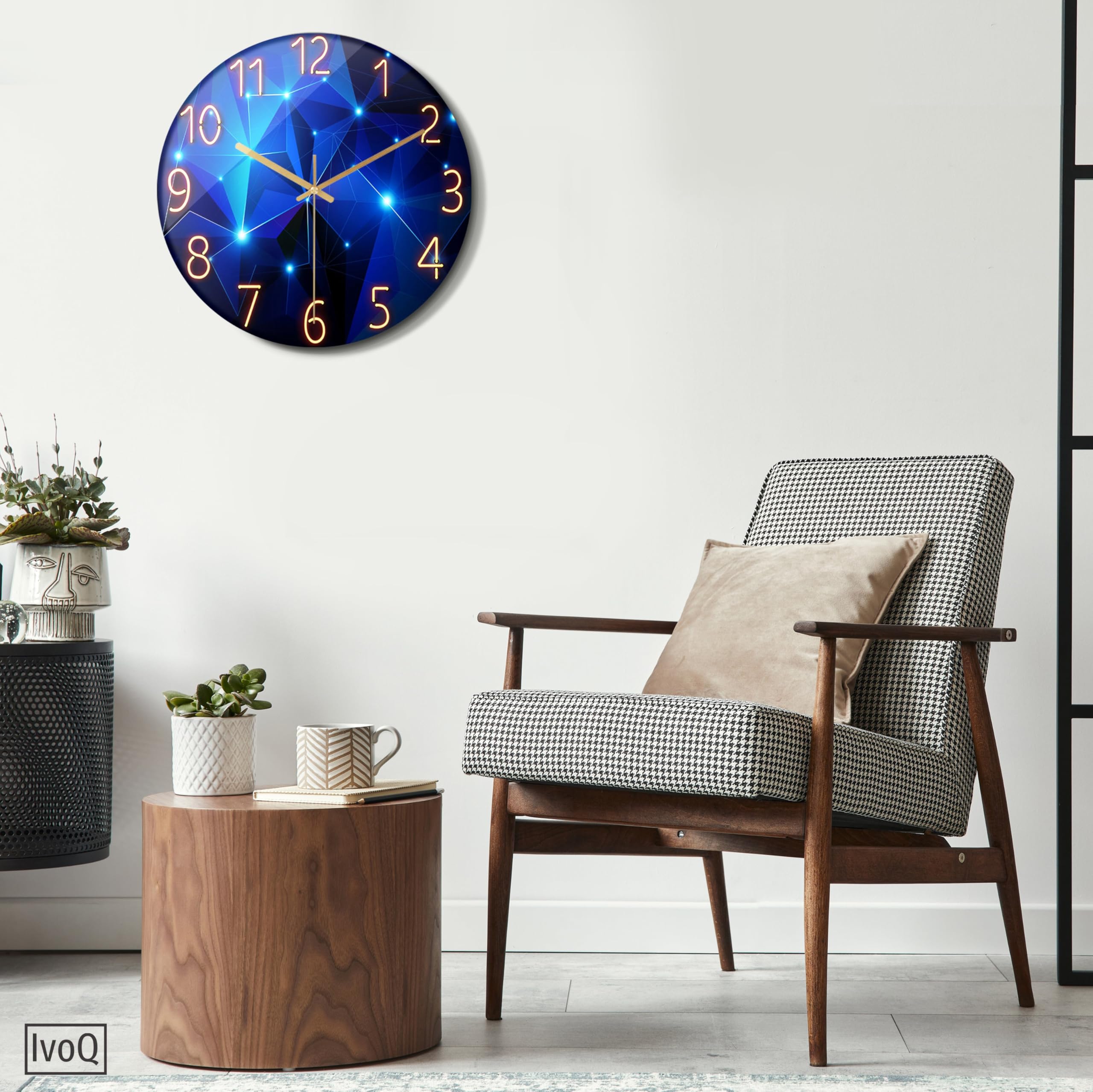 cichy zegar ścienny - 30 cm - stylowy i uspokajający niebieski design