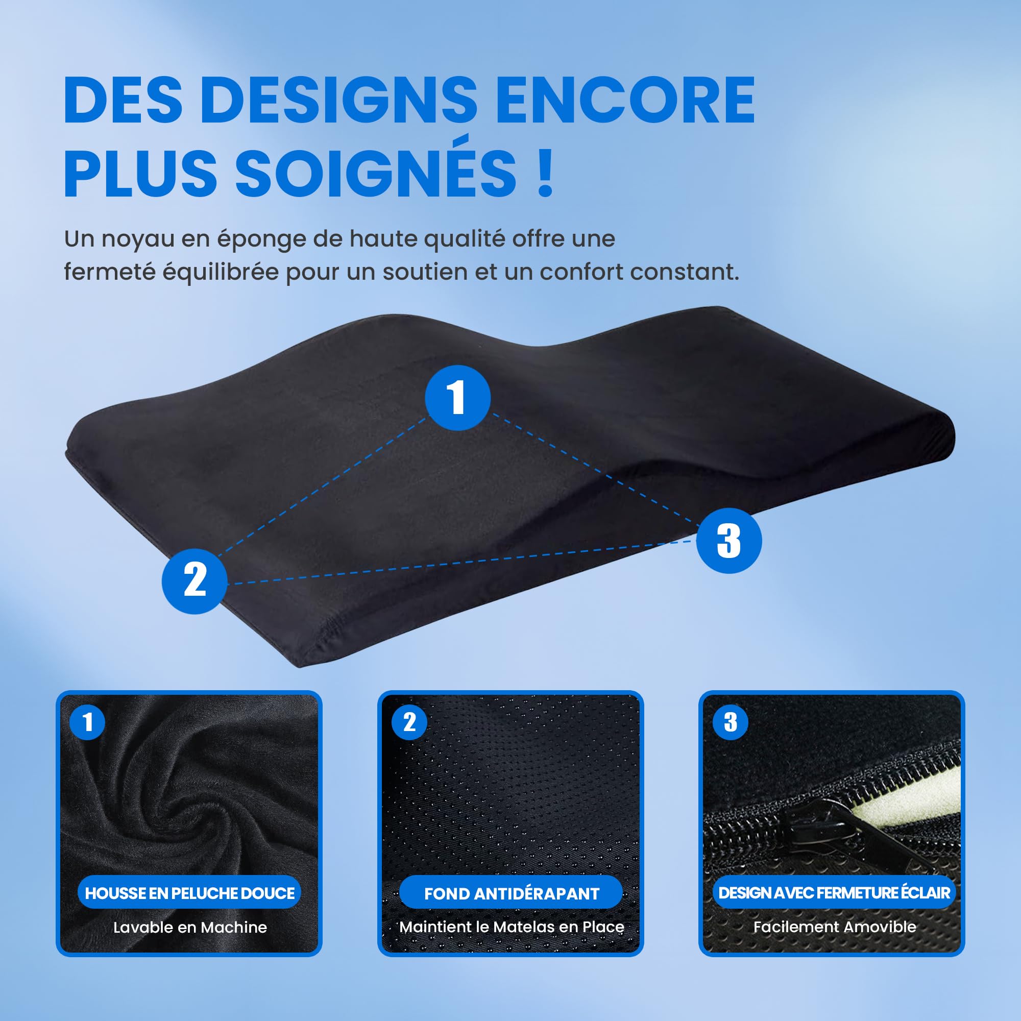 Surmatelas ergonomique incurvé en mousse à mémoire de forme pour table de massage pour salon de beauté (noir (avec housse de lit à cils), 180 x 60 cm)