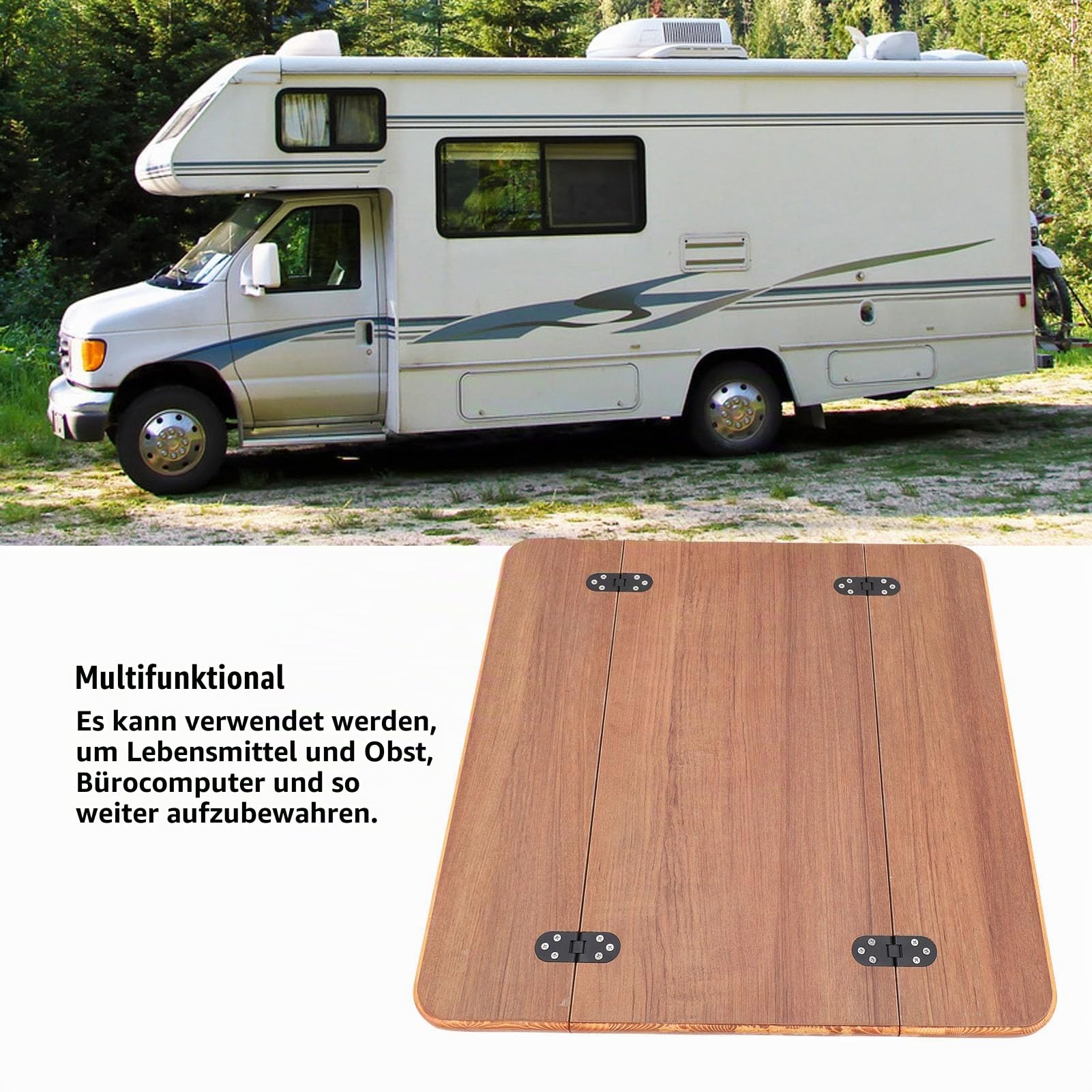 RV -Tischplatte, Holz Entfernbares Faltbares Boot Marine Dinette Tisch Tisch Ersatz für Yachtschiff Caravan, Pontonschreibtisch, RV -Zubehör (Brown (595x580mm/23.43x22.83in))
