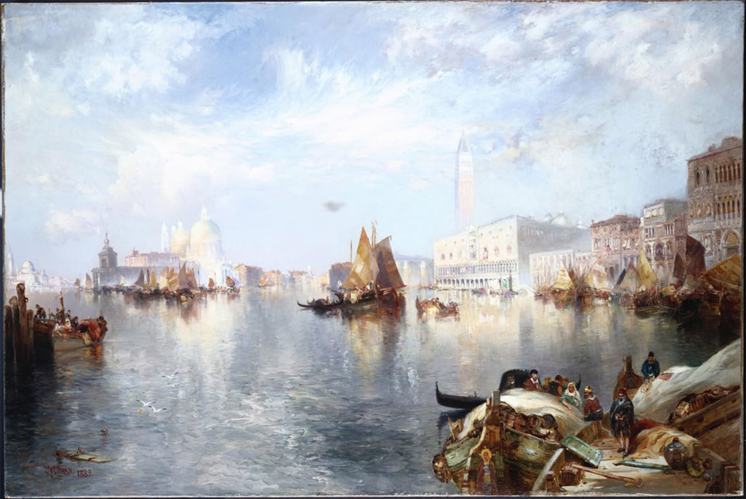 POSTERIIk Vintage Classic Picture Landscape Artwork Venetian Grand Canal by Moran Portrait Canvas Painting for Office Home Decor 60x90cm