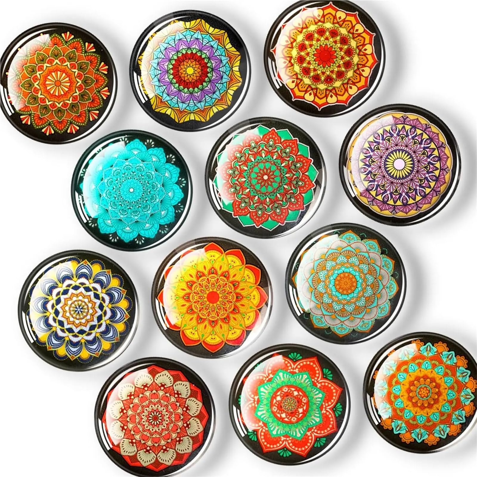 Glass Magnets 12Pcs Glass Fridge Magnets Sticker, Strong Refrigerator Heavy Duty For Whiteboard, Classroom, Kitchen, Home(Color-03)