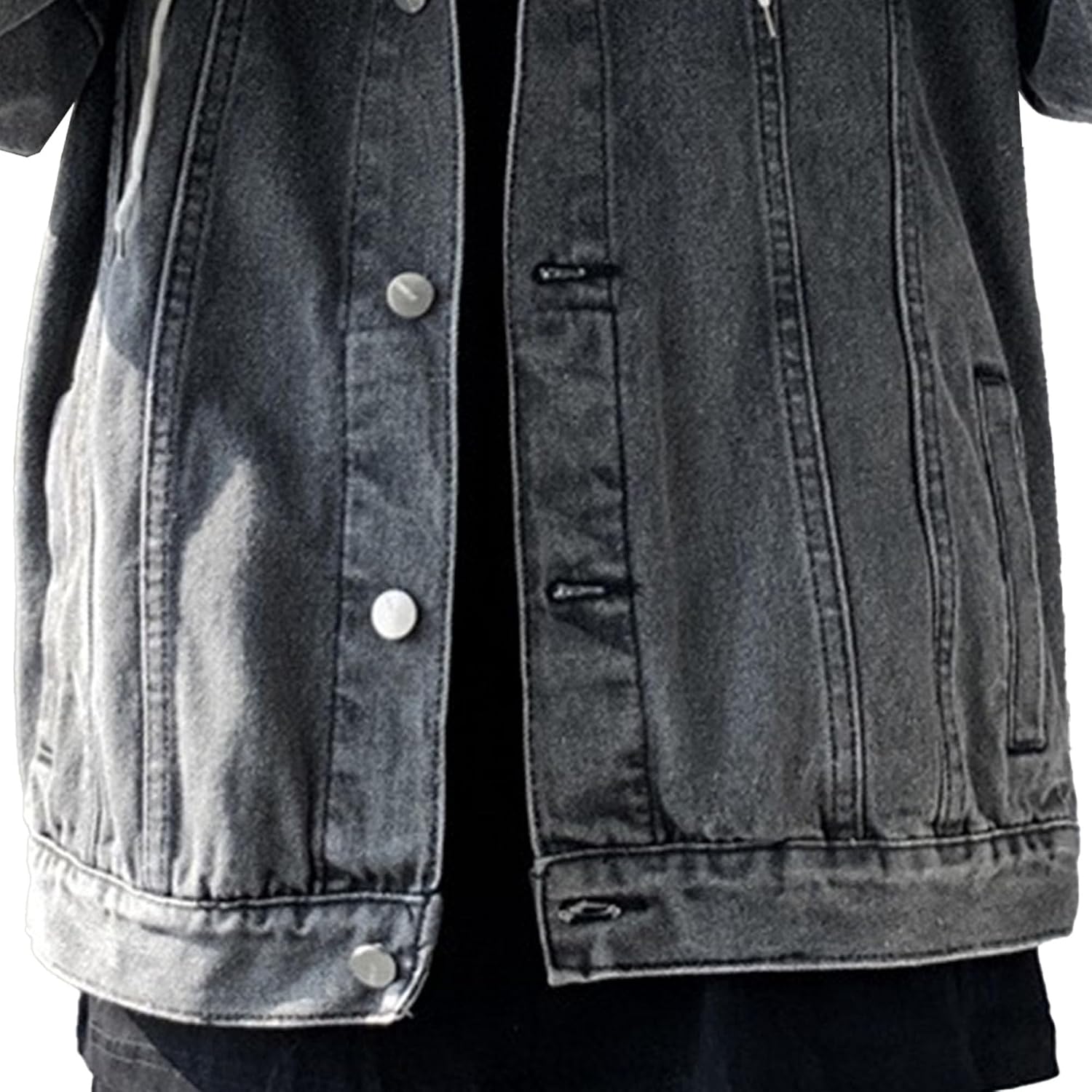 Men's Two Fake Hoodies Denim Jackets Single Breasted Hooded Cowboys Coat Long Sleeve Hoodie Outwear with Pockets