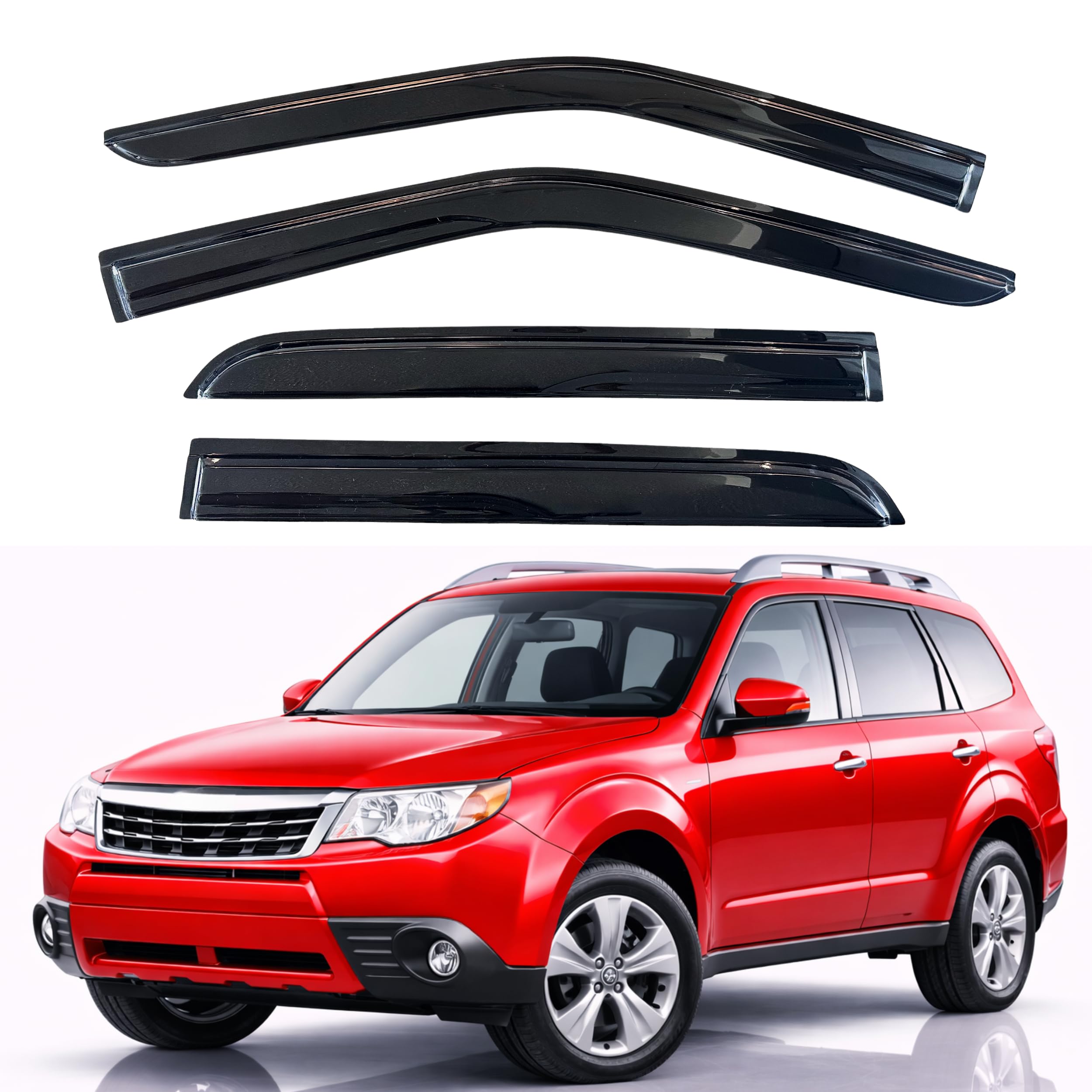 KPY Rain Guards Fit for 2009-2013 Subaru Forester, Out-Channel Window Visors Vent Wind Deflectors 4PC, Car Accessories for 09-13 Forester