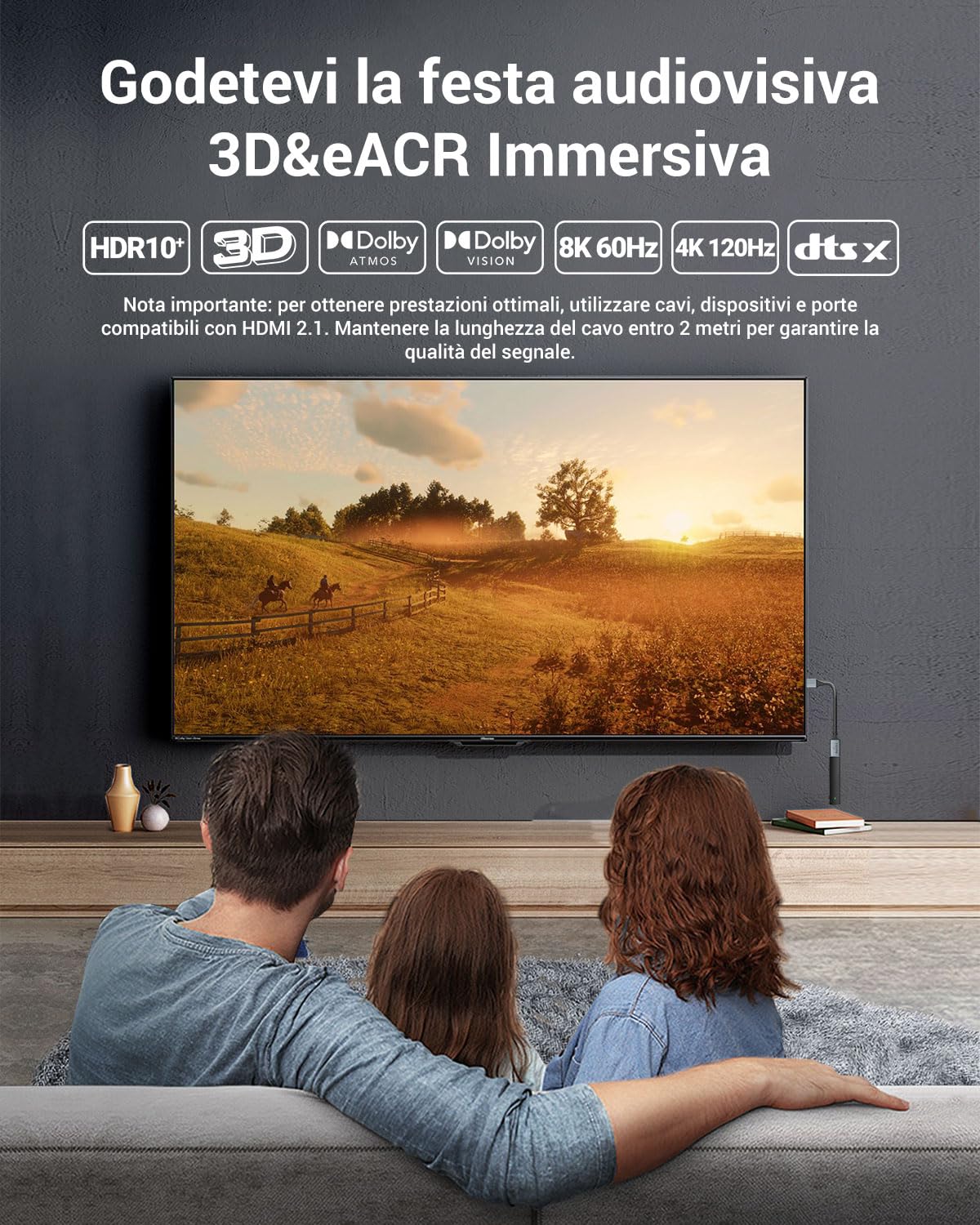 VCELINK Prolunga HDMI 2.1 Maschio-Femmina, 18 cm, Supporto 8K@60Hz / 4K@120Hz, Compatibile con TV Stick, Console e Laptop, 1 Pezzo