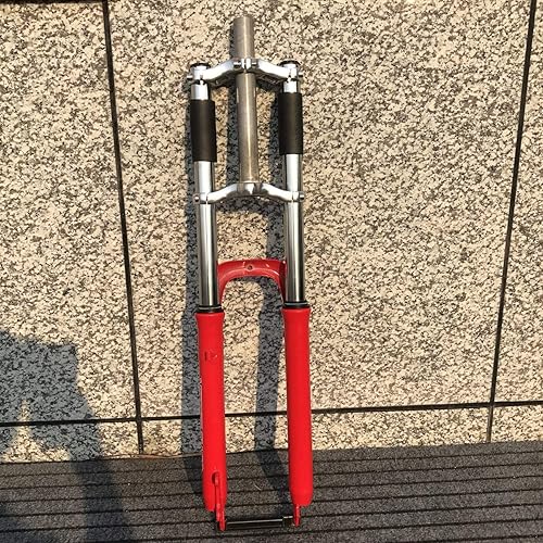 Miniatura 2 de Tenedor de suspensión rojo para bicicleta con auriculares de 1 18 pulgadas, vástago ajustable de 1.000 x 4.331 in y manillar elevador plateado de