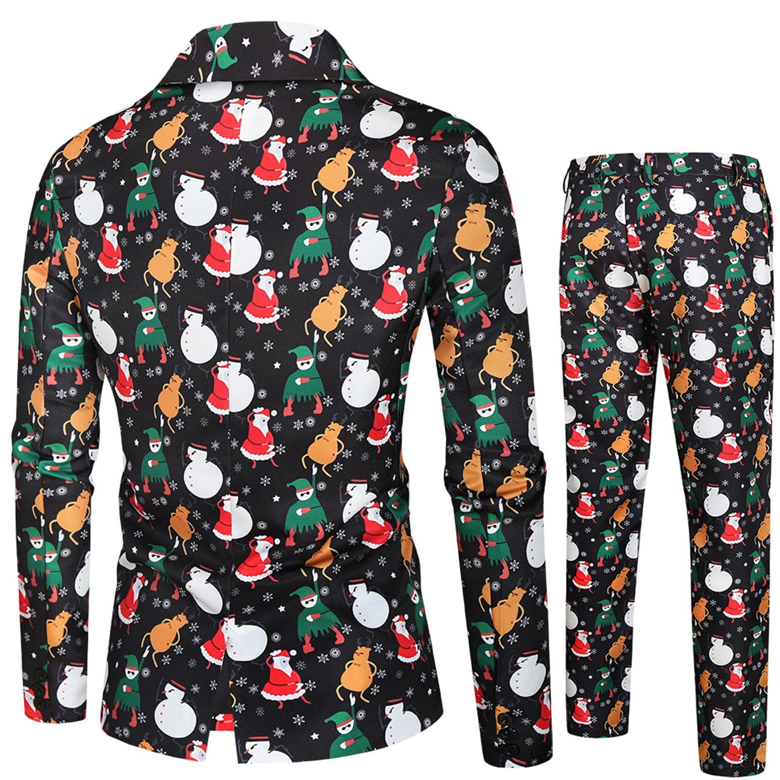 Generisch Set da uomo casual con stampa natalizia, gilet e pantaloni, set composto da due gilet e pantaloni, alla moda, morbido set invernale