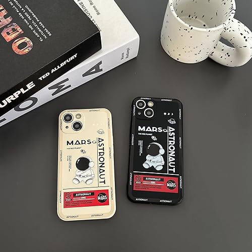 Miniatura 5 de Compatible con iPhone 14 Funda Bonita, Diseño Genial de Astronauta de Dibujos Animados Espacio Marte Cohete Parachoques Elegante Goma TPU Suave