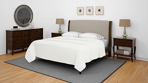 Miniatura 4 de Cotton Craft - Cobija térmica de sarga de punto espiga (100% algodón súper suave de alta calidad), Algodón, Waffle - Marfil, King