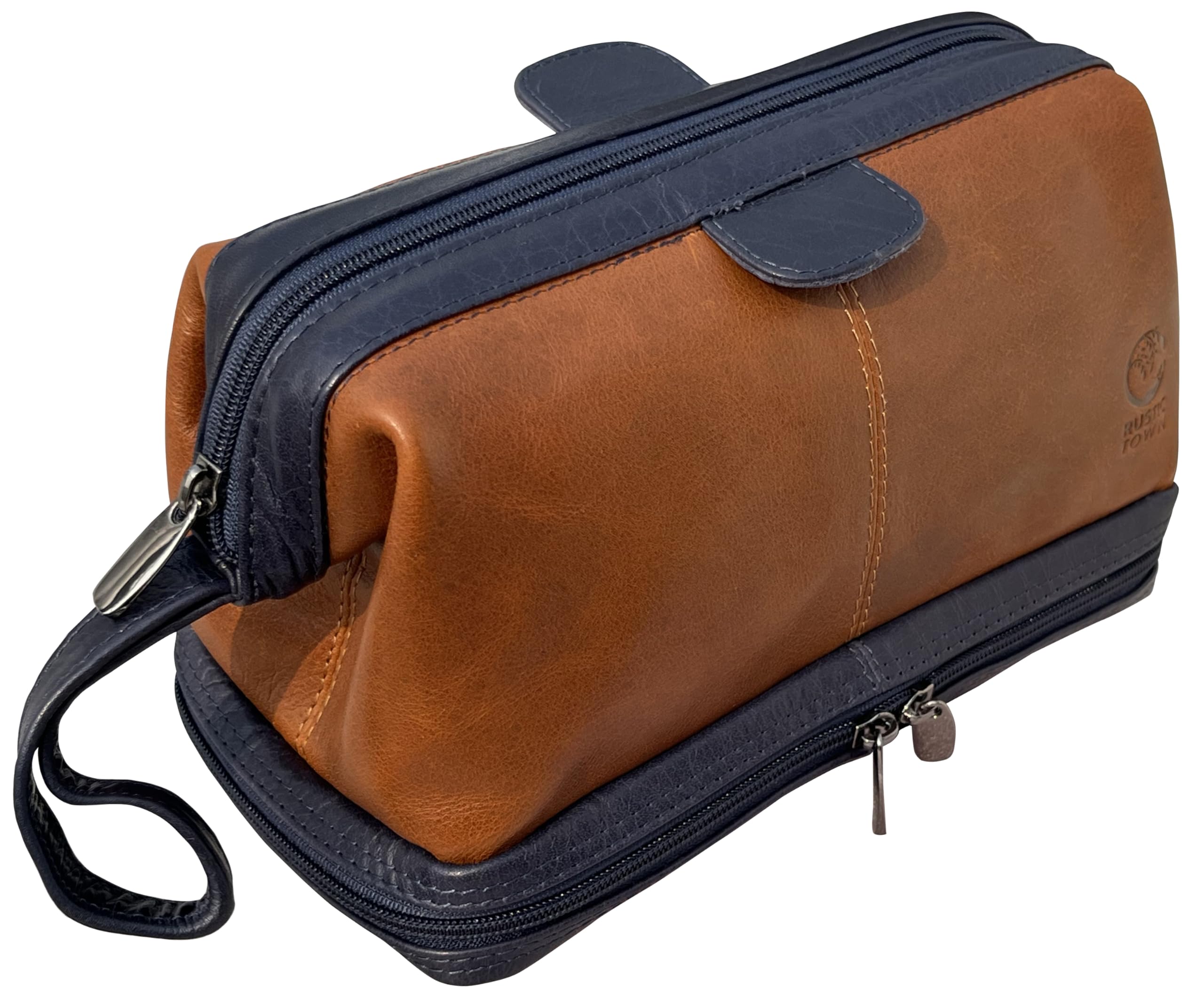 RUSTIC TOWNLeather Toiletry Bag for Men - Travel Gift Shaving Dopp Kit - Bathroom Shower Toiletries Organizer - Cosmetic Makeup Bag for Women