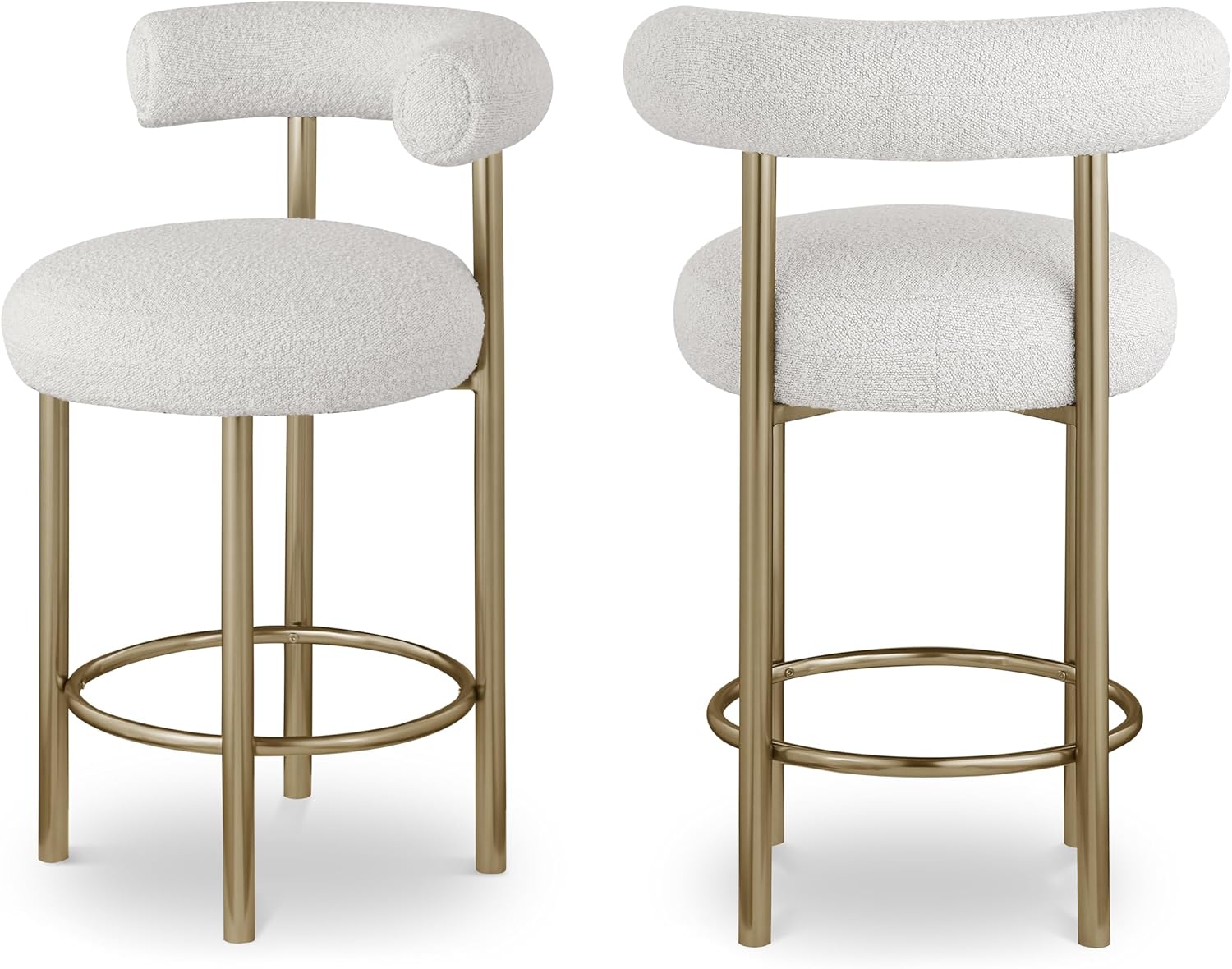 Meridian Furniture Bordeaux Cream Boucle Fabric Stool