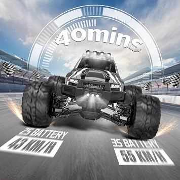 Evmore 1/16 Brushless RC Cars for Adults & Boys, Fast 34 Mph, Electric 4WD High Speed RC Car, All-Road Remote Control RC Truck with Two 2S Lipo Batteries, Compatible with 3S Lipo
