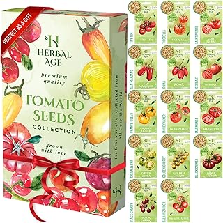 HERBAL AGE Grow Your Own Tomatoes Heirloom Garden Seeds Kit, 14 Tomato Plant Seeds Varieties, 900+ Mixed Tomatoes Vegetable Seeds Planting UK, St Pierre, San Marzano, Black Cherry Tomato Seeds