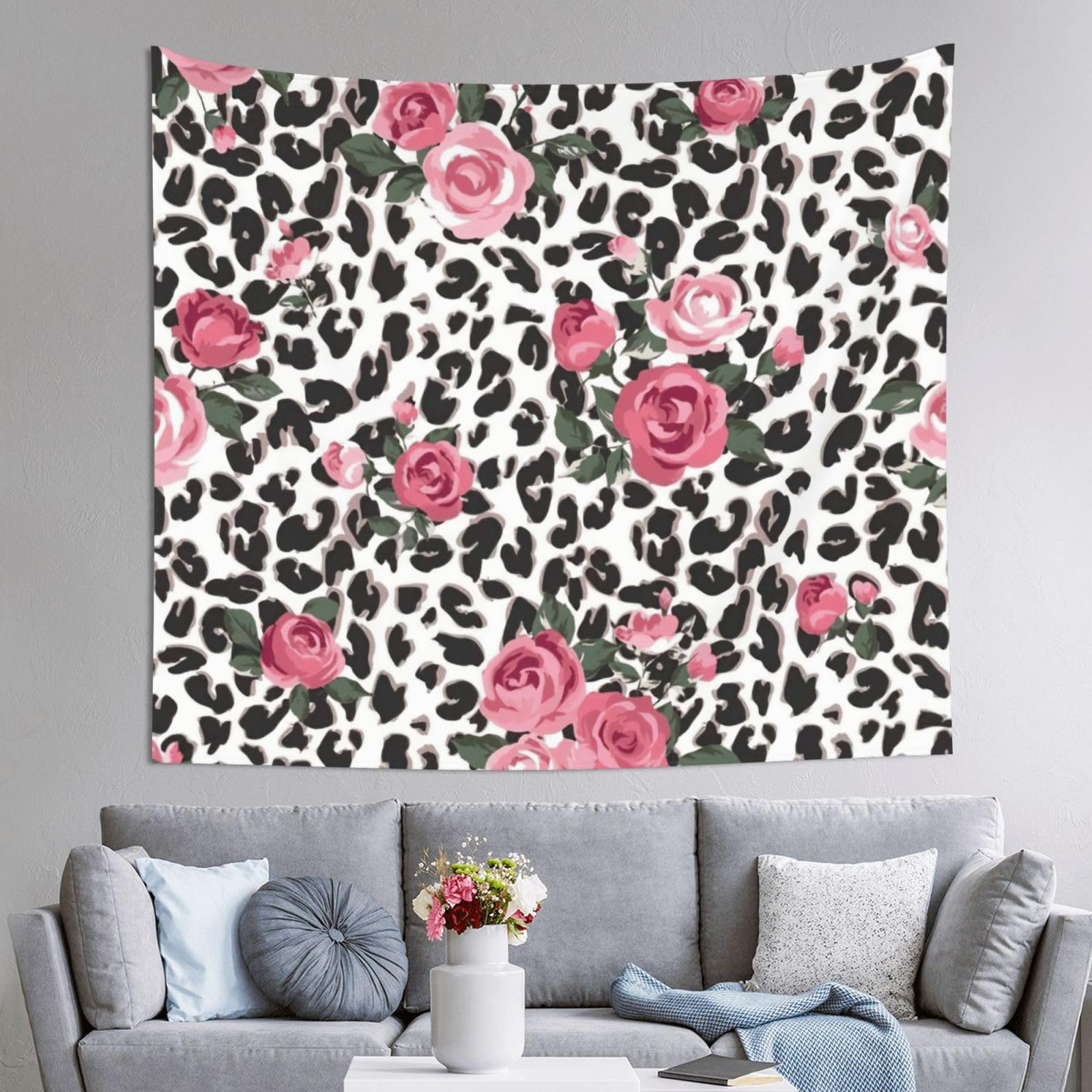 Grande tapisserie léopard rose 152x130 cm pour décoration de chambre - 8