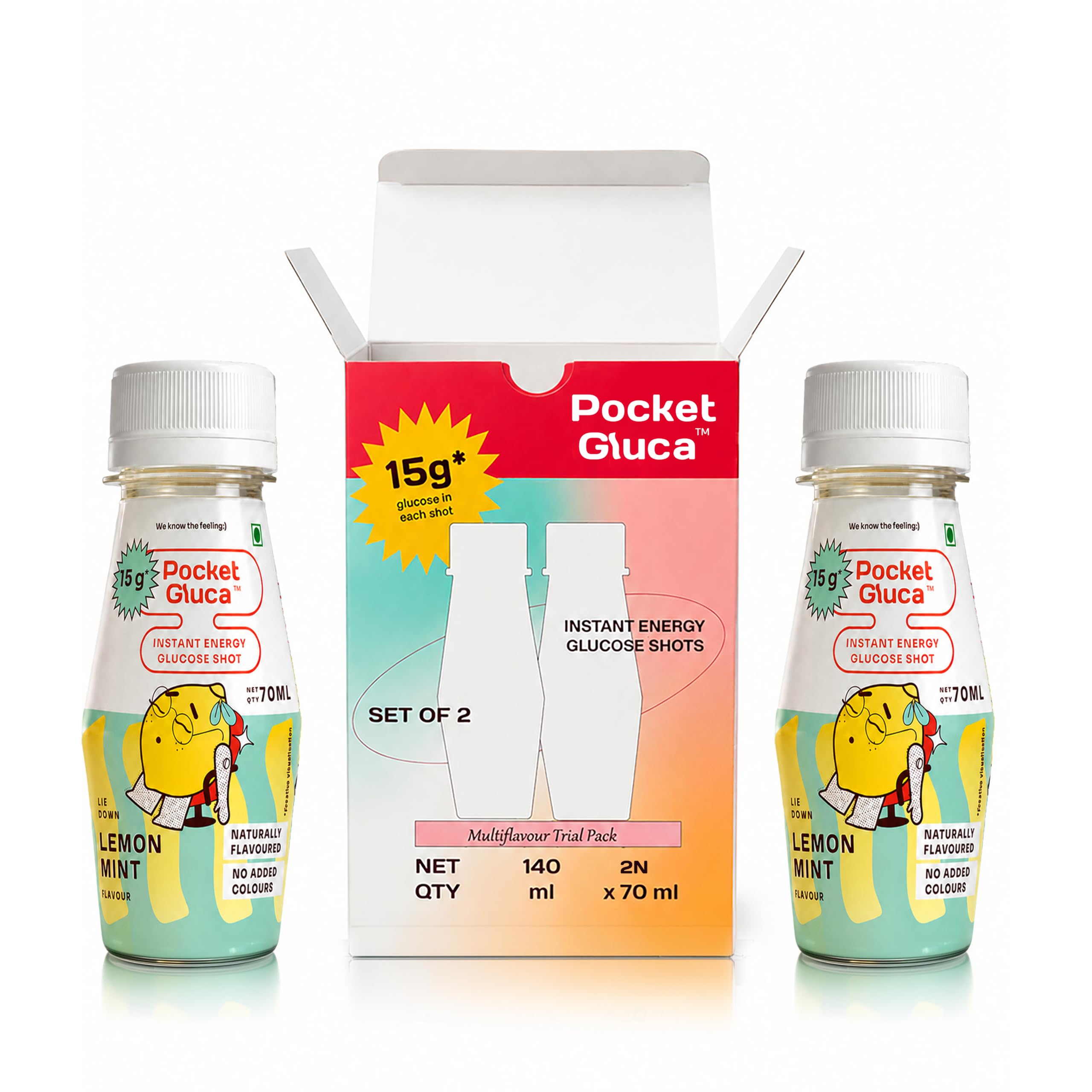PocketGluca Instant Glucose Shots MULTIFLAVOUR TRIAL PACK | | Helps with low blood sugar | Instant Energy Glucose | Ready to Drink | 70 ml | 15 g glucose each | Natural Flavours | NO ADDED COLOURS | No refrigeration | Peach Mango + Lemon Mint Flavour — Amazon image 7