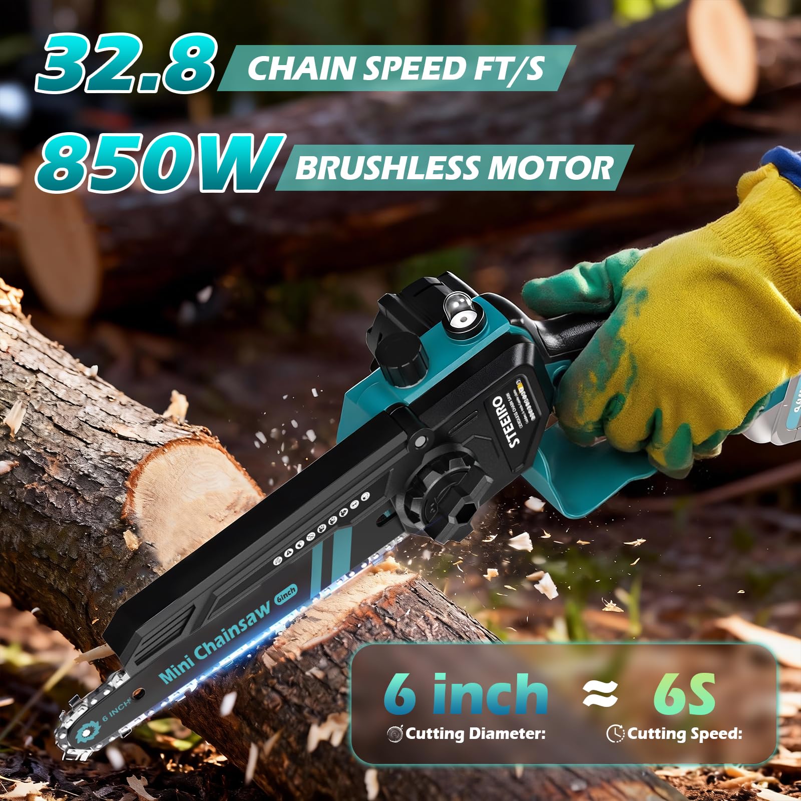Mini motosierra eléctrica sin escobillas de 6 pulgadas, motosierra eléctrica inalámbrica para Makita BL de 18 V, motosierra de mano apta para jardinería, corte de madera, recorte (sin batería ni