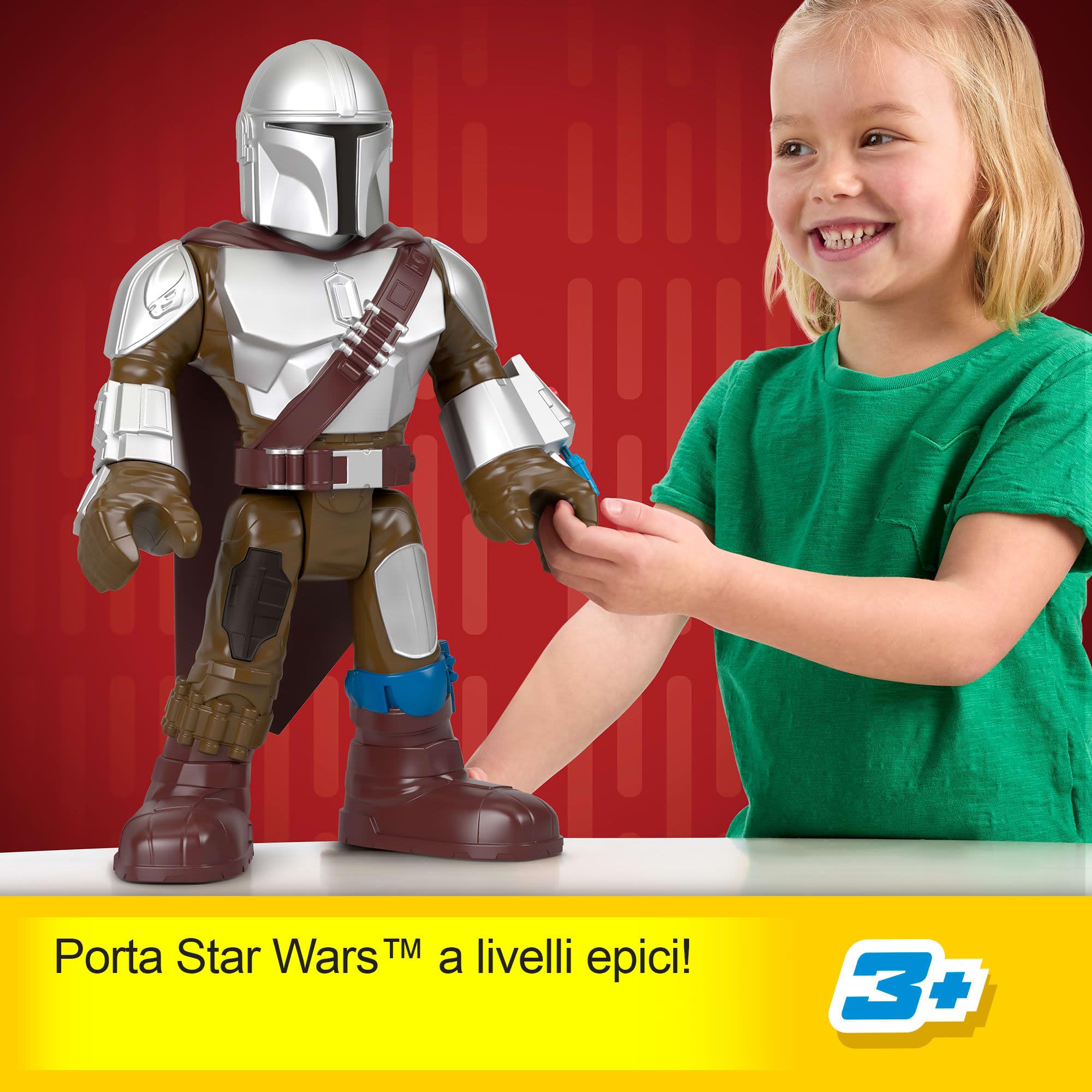 Fisher-Price Imaginext STAR WARS The Mandalorian XXL action figure giocattolo, personaggio snodabile alto oltre 40,6 cm con lanciatore per bambini e bambine dai 3 anni in su, HXT20