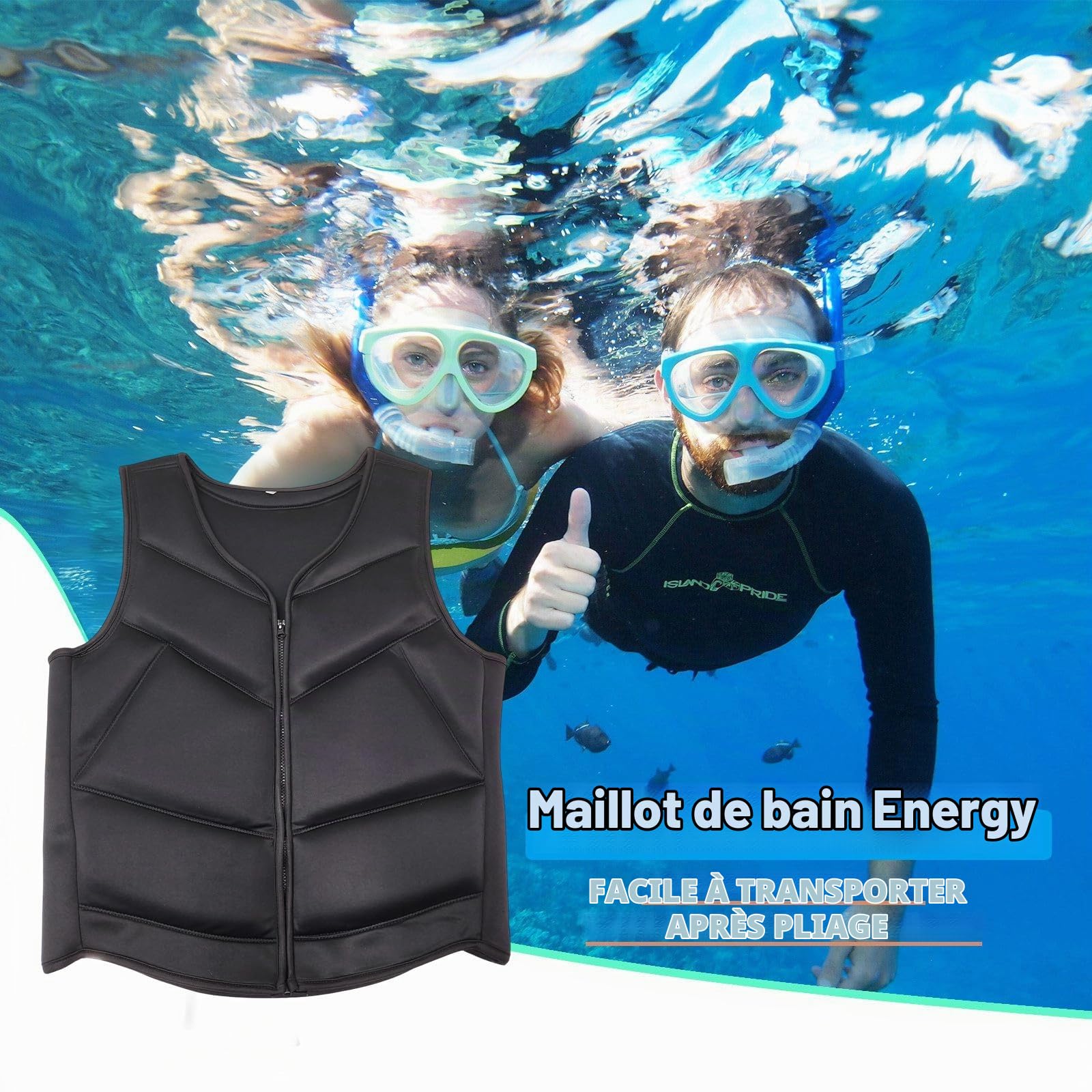 Veste de Kayak Portable pour Adulte avec Fermeture Éclair Réglable, Idéale pour la Dérive, le Surf, la Pêche et les Sports Nautiques