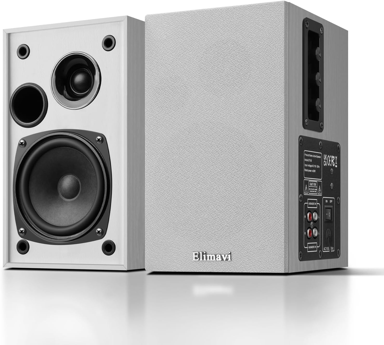 Powered Bookshelf Speakers 35W RMS,Record Player Speakers with 4'' Woofer and 1'' Tweeters with Wall Mounted for TV and PC,Turntable Speaker with RCA Input,White