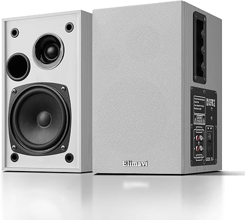 Miniatura 9 de Altavoces de Estantería Amplificados 35W RMS, Altavoces para Tocadiscos con Woofer de 4'' y Tweeters de 1'' con Montaje en Pared para TV y PC, Negro