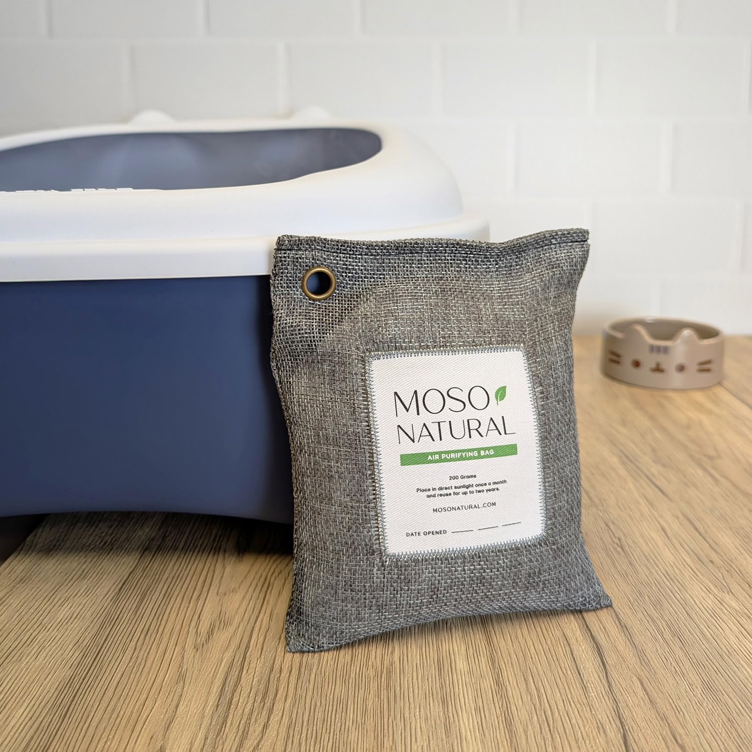 Moso Natural Bolsa purificadora de aire 200 g, carbón de bambú para eliminar olores en casa, armarios, habitaciones pequeñas y coche, bolsa de carbón de larga duración, cubre hasta 8 m²