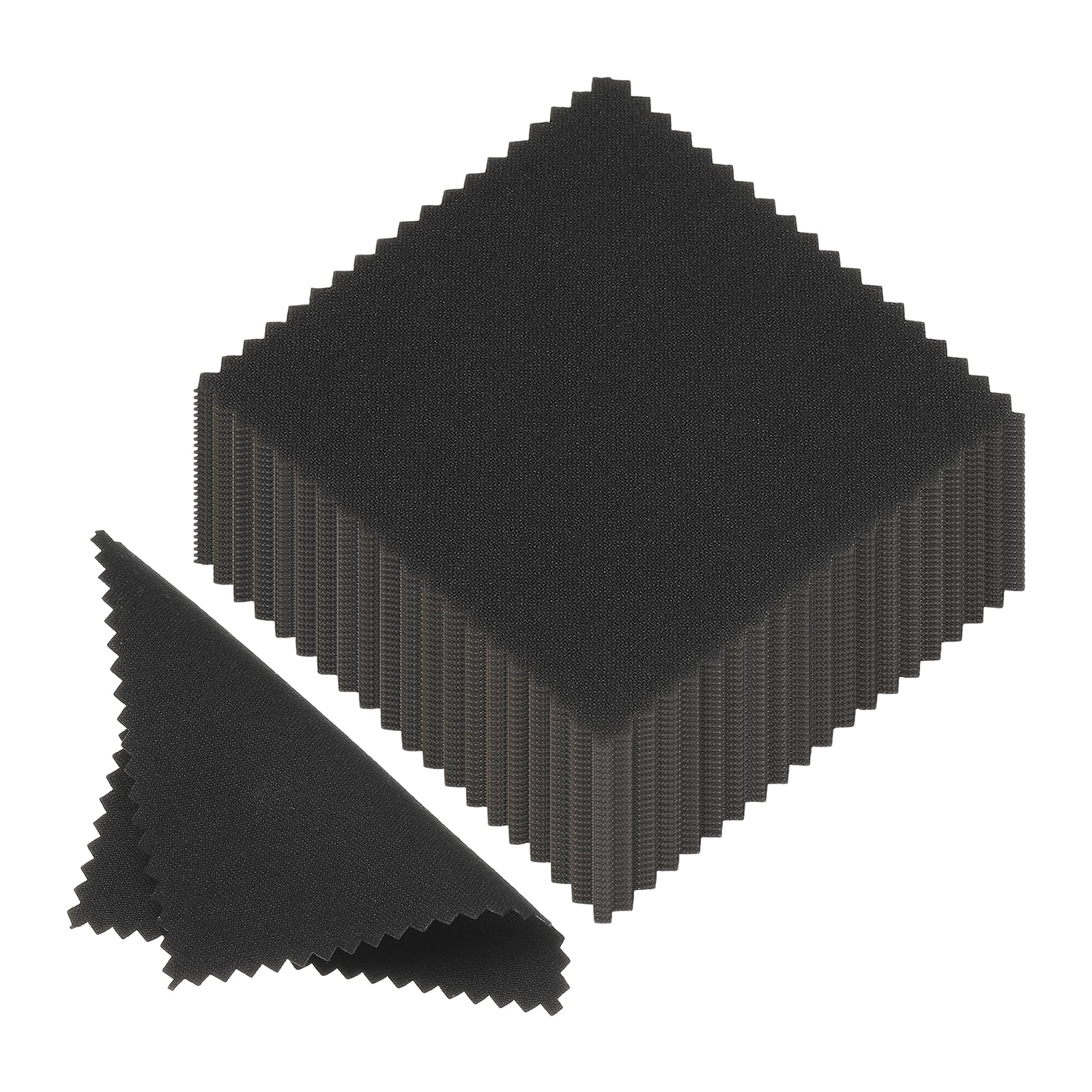 sourcing map 3.15x3.15" Jewelry Cleaning Cloth, 30Pcs Double-Sided Microfiber Polishing Cloth for Silver Gold Brass Jewelry, Black