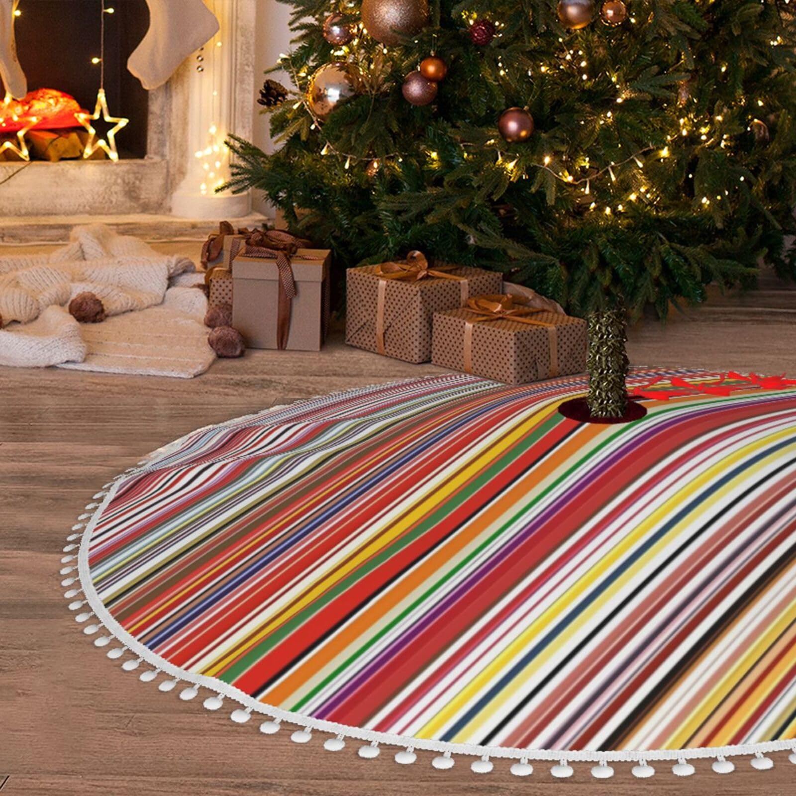 Gonna per albero di Natale in tinta unita viola, 122 cm, colore bianco