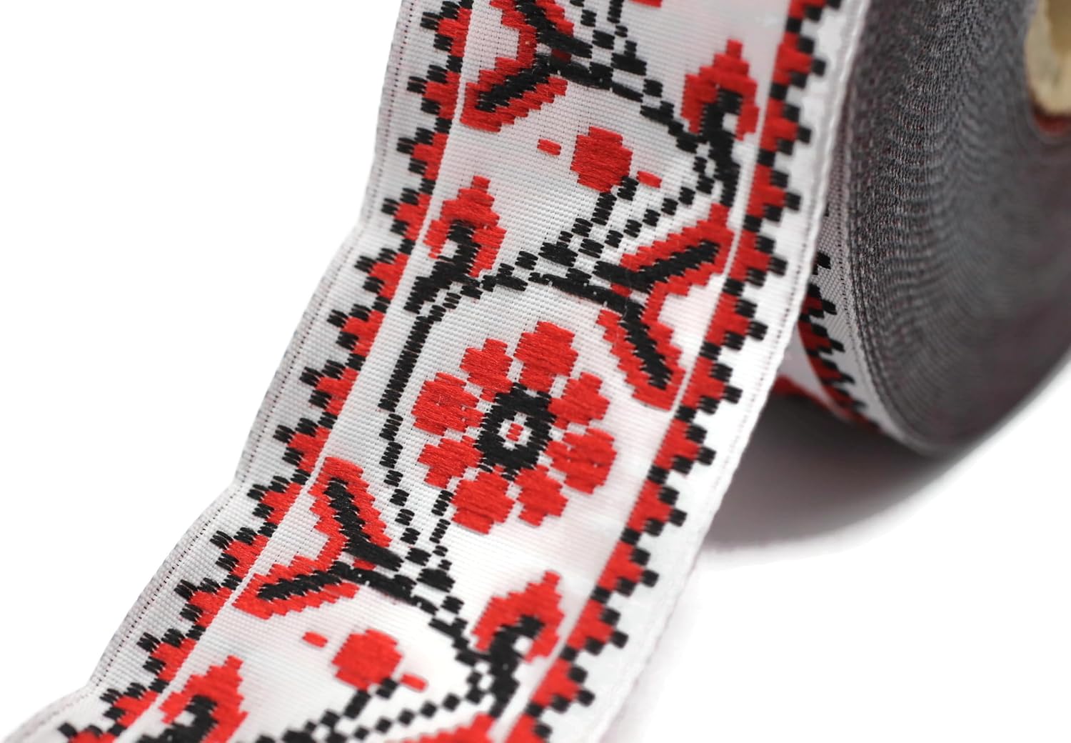 11 Yard Spool 1.37 inch Wide Red White Flower Ribbon Flower Trim Jacquard Trim Fabric Wide Trims Craft Supplies Vintage Trim 35988
