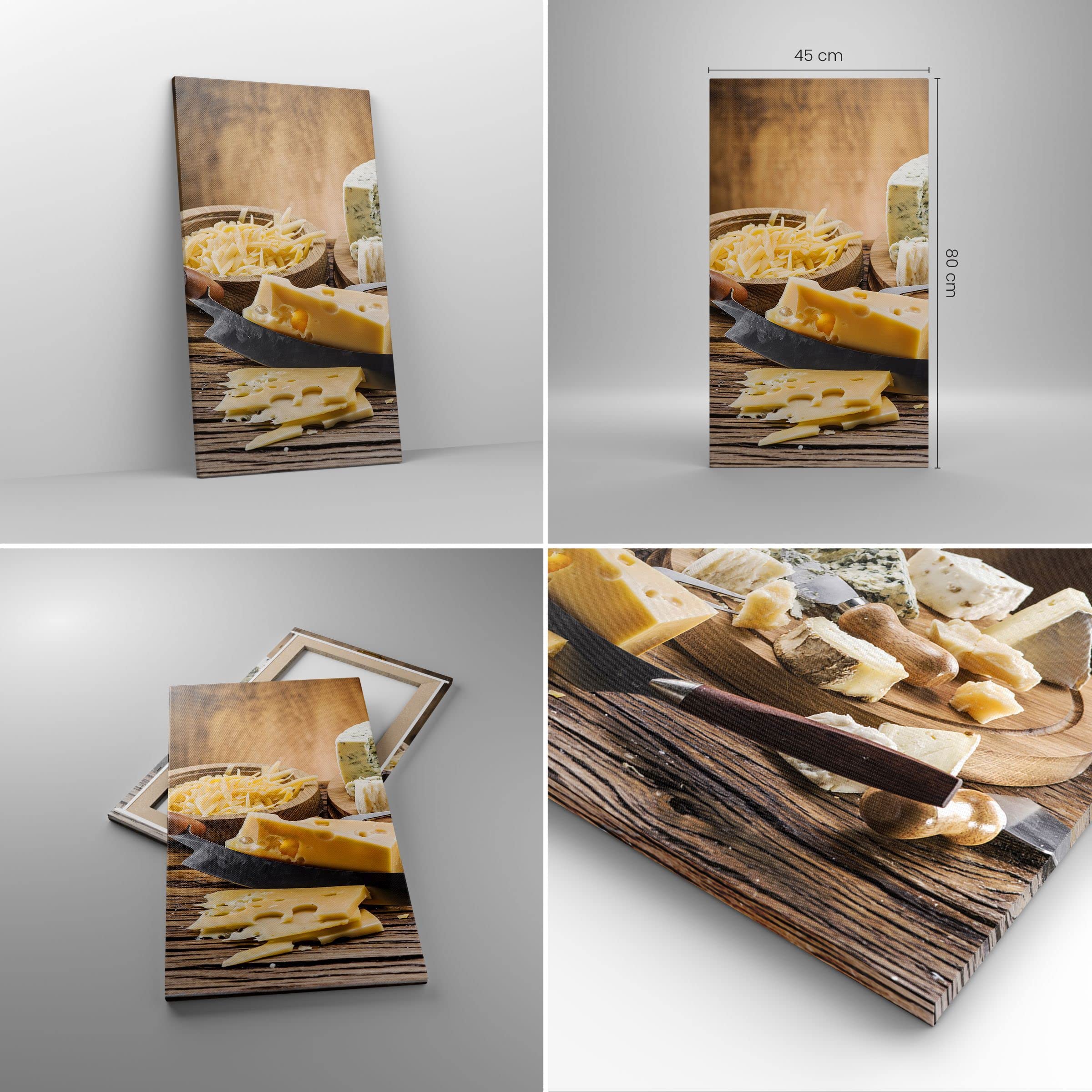 ARTTOR Cuadro sobre Lienzo 45x80 cm Moderno Vertical Cocina - 2870 | Queso Escritorio Alimento Cuadro Decorativo Arte mural Decoración del Hogar Salón Dormitorio Cocina Cuadros de Pared