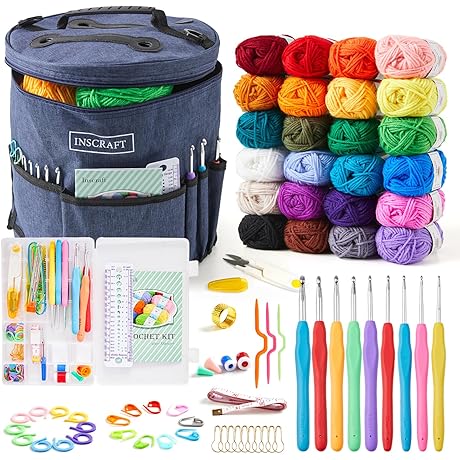 INSCRAFT Crochet Kit for Beginners and Professionals - Great Knitting Starter Kit...