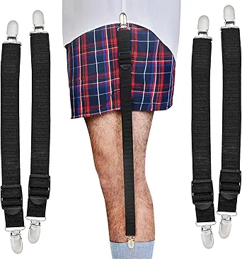 World's Best Men's Shirt Stays for Men Police & Military-(Original Style in Black) 1 Pair of Shirt Keepers/Garter,