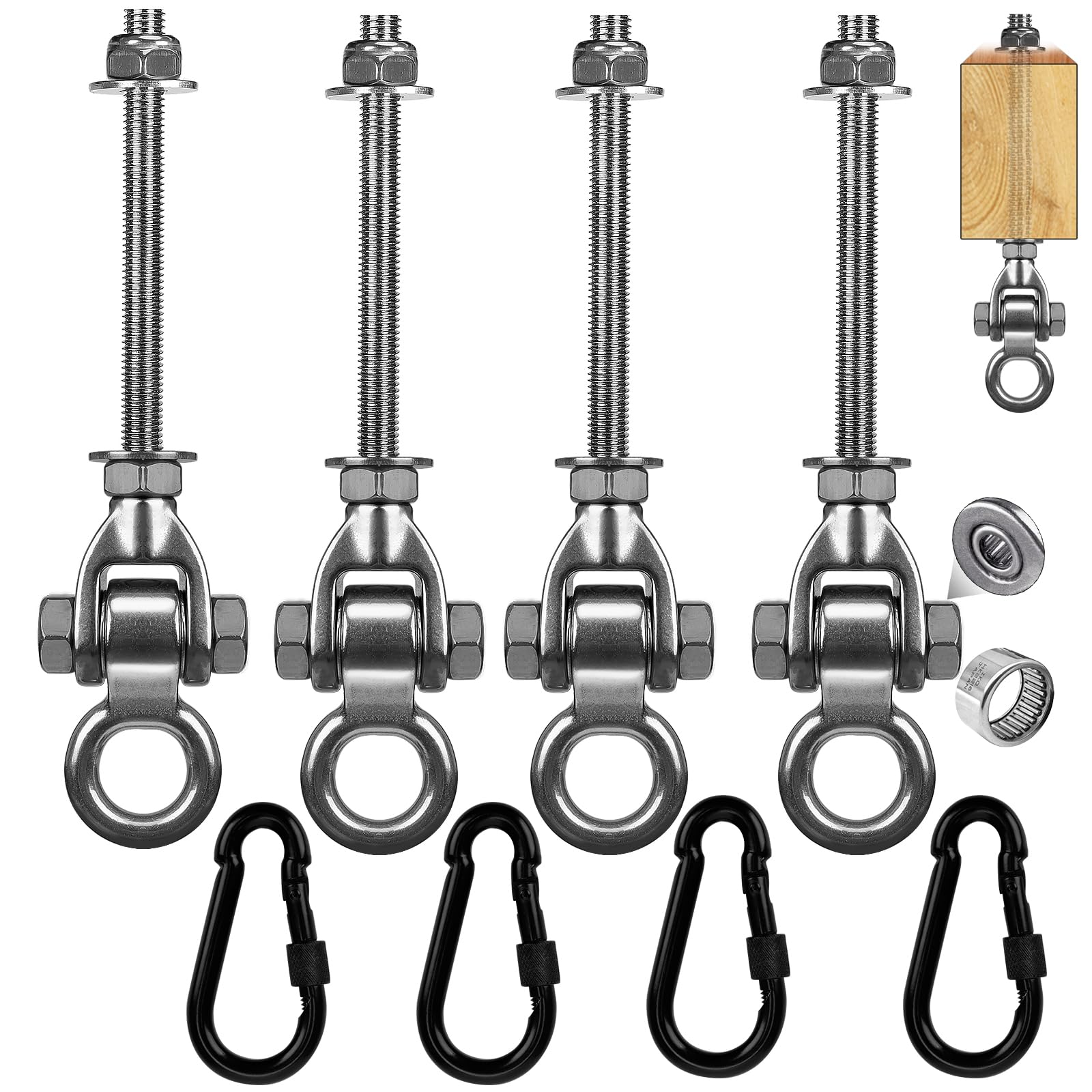 Crochets M10 balançoire inox support suspension 297mm pour poutre bois et hamac de jardin