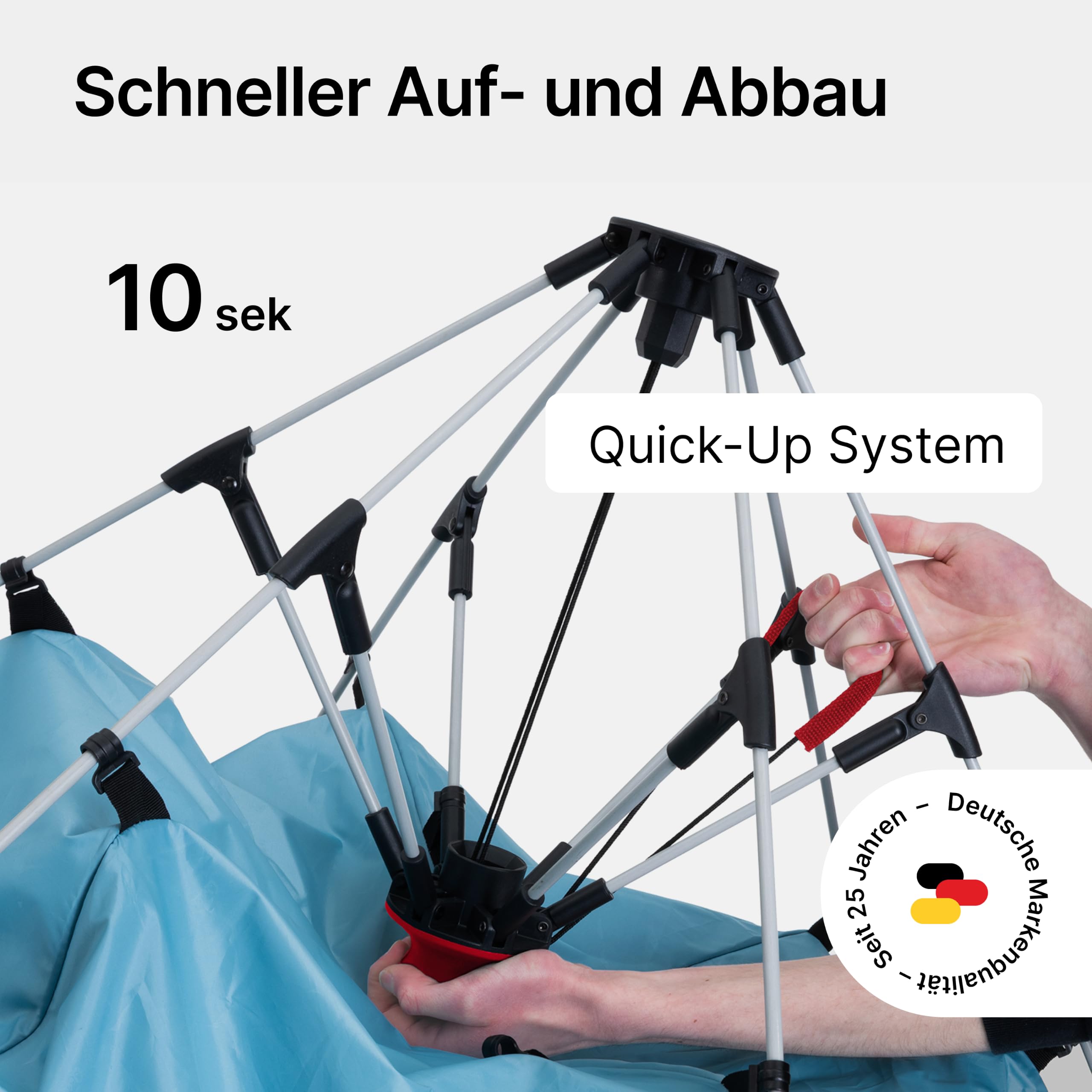 qeedo Quick Bay Pro Große Strandmuschel UV-Schutz UV80 3 Personen inkl. Sandheringe Roll-in-Bag