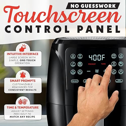 Miniatura 3 de Gourmia GAF686 - Horno freidora de aire de 6 cuartos de galón con pantalla digital, con 12 preajustes de cocción de 1 toque, cesta XL, potencia de