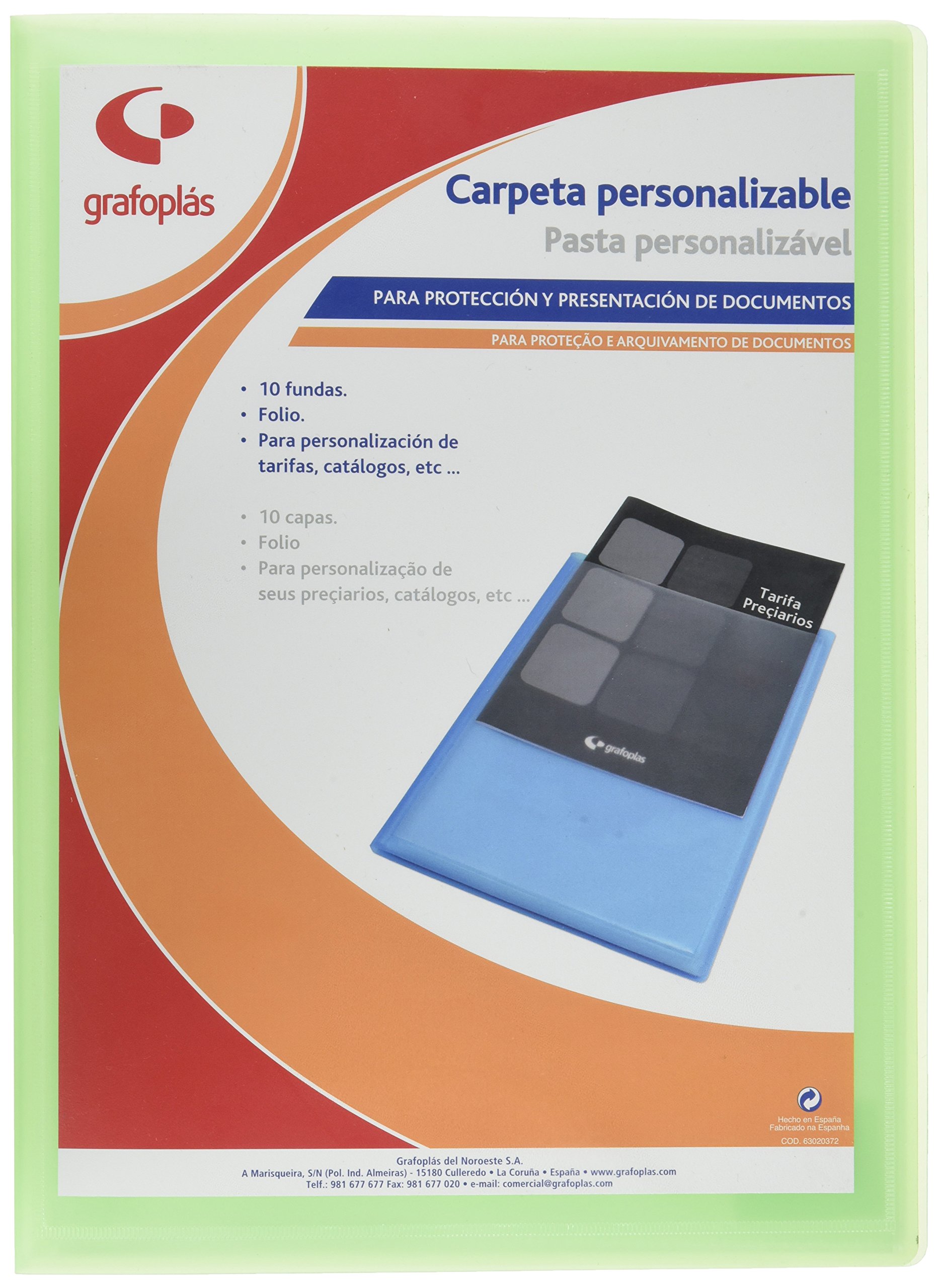 grafoplas 1431521 – Folder 20 Sleeves, Foolscap, Tapas PP, Light Green
