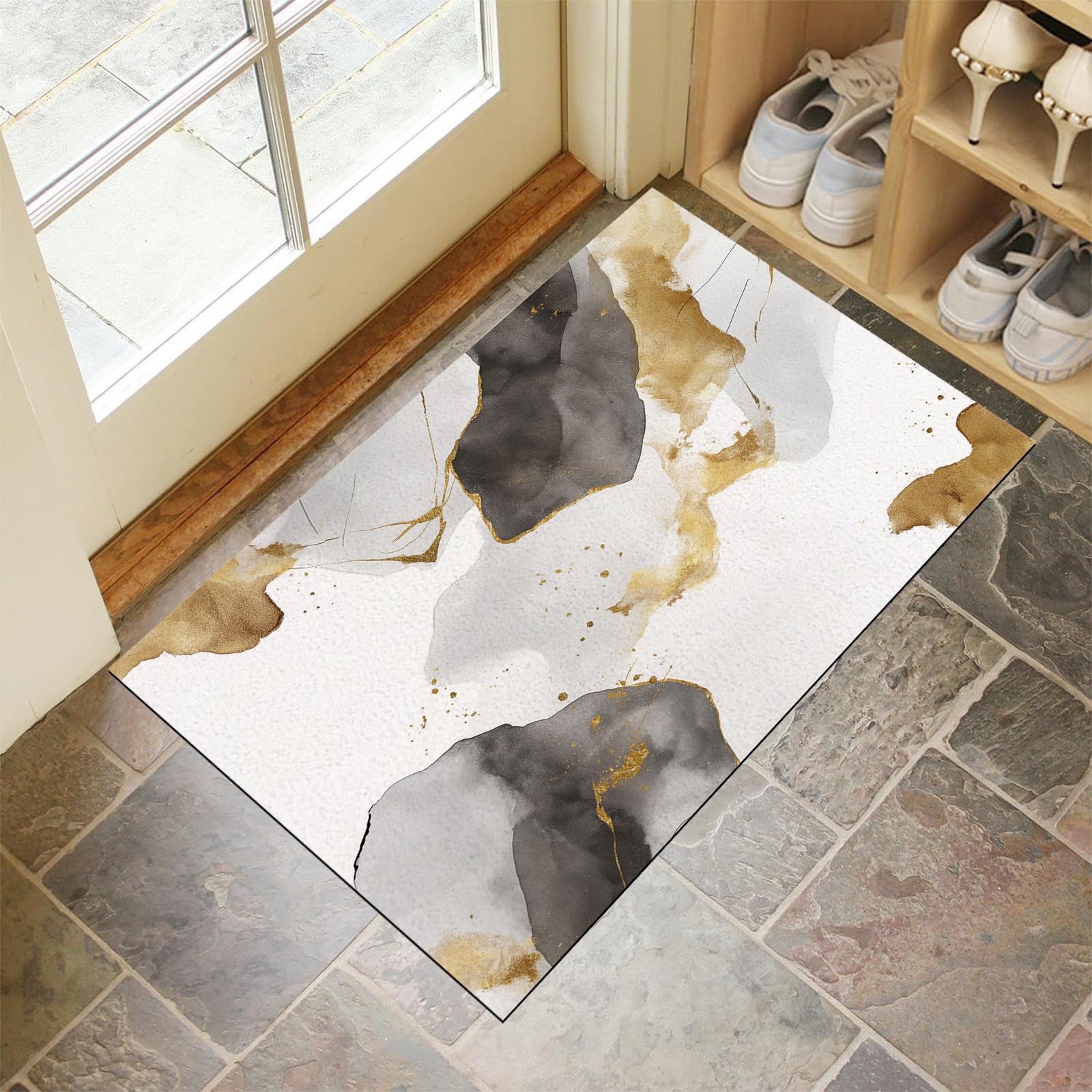 Tapis de porte imperméable lavable et robuste pour retenir la poussière
