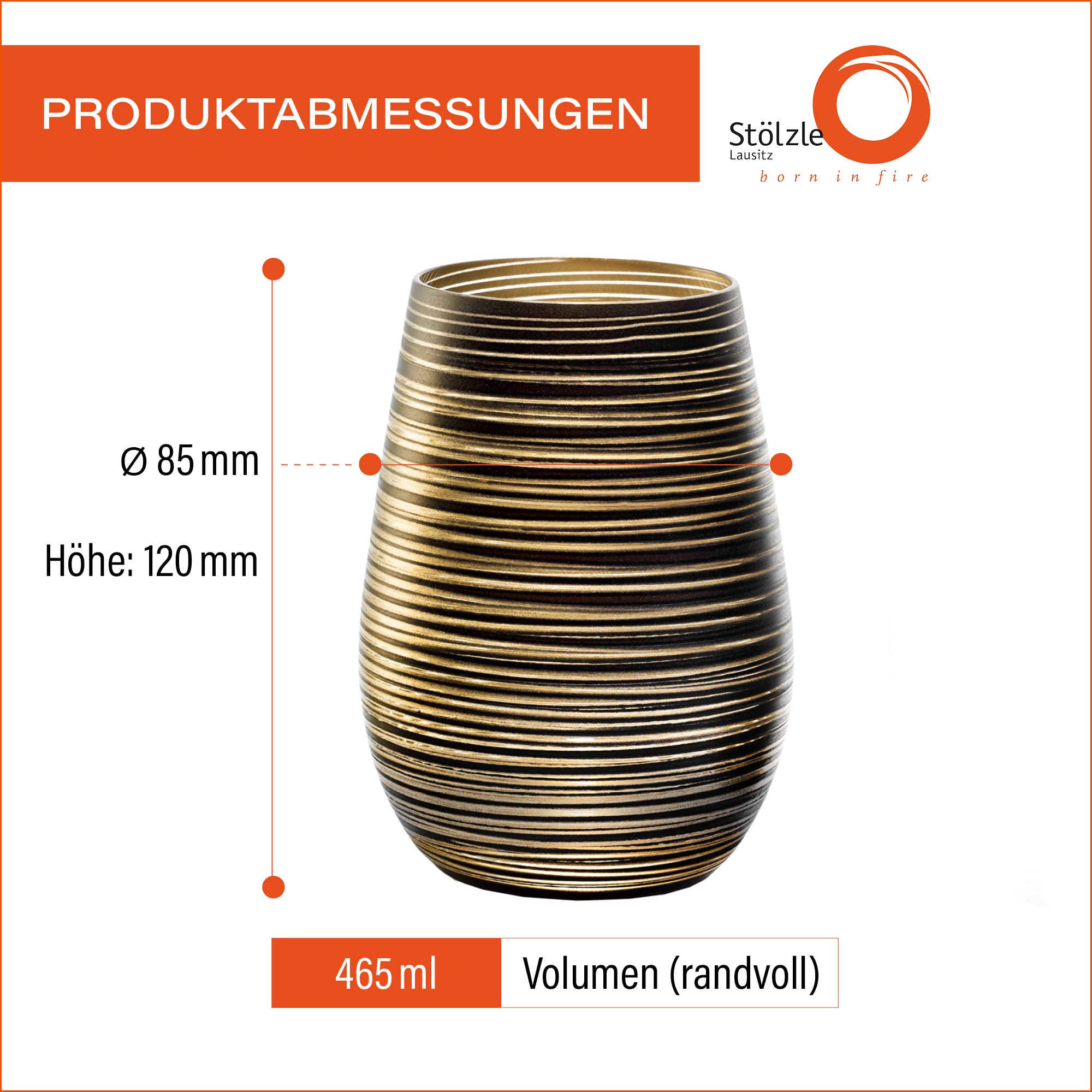 Stölzle Lausitz Vasos Twister Elements Metallic 6x465ml – Cristal sin plomo elegante y duradero – Lavables en lavavajillas ideales para agua zumos cócteles y uso diario en casa o eventos | Copas de agua, zumo y cócteles con diseño de Twister metálico, de