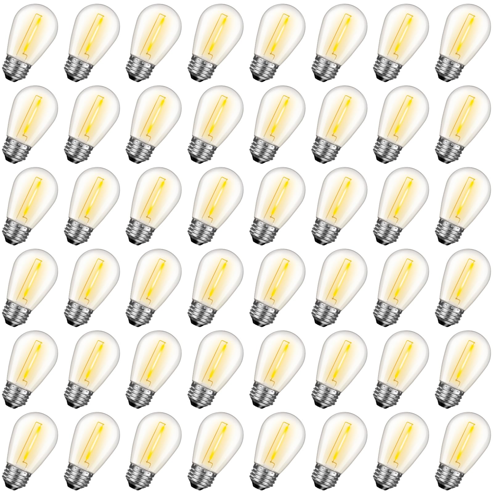 48 Pack S14 LED Replacement Light Bulbs Shatterproof Plastic 1W Outdoor String Light Bulbs for Patio Garden Waterproof