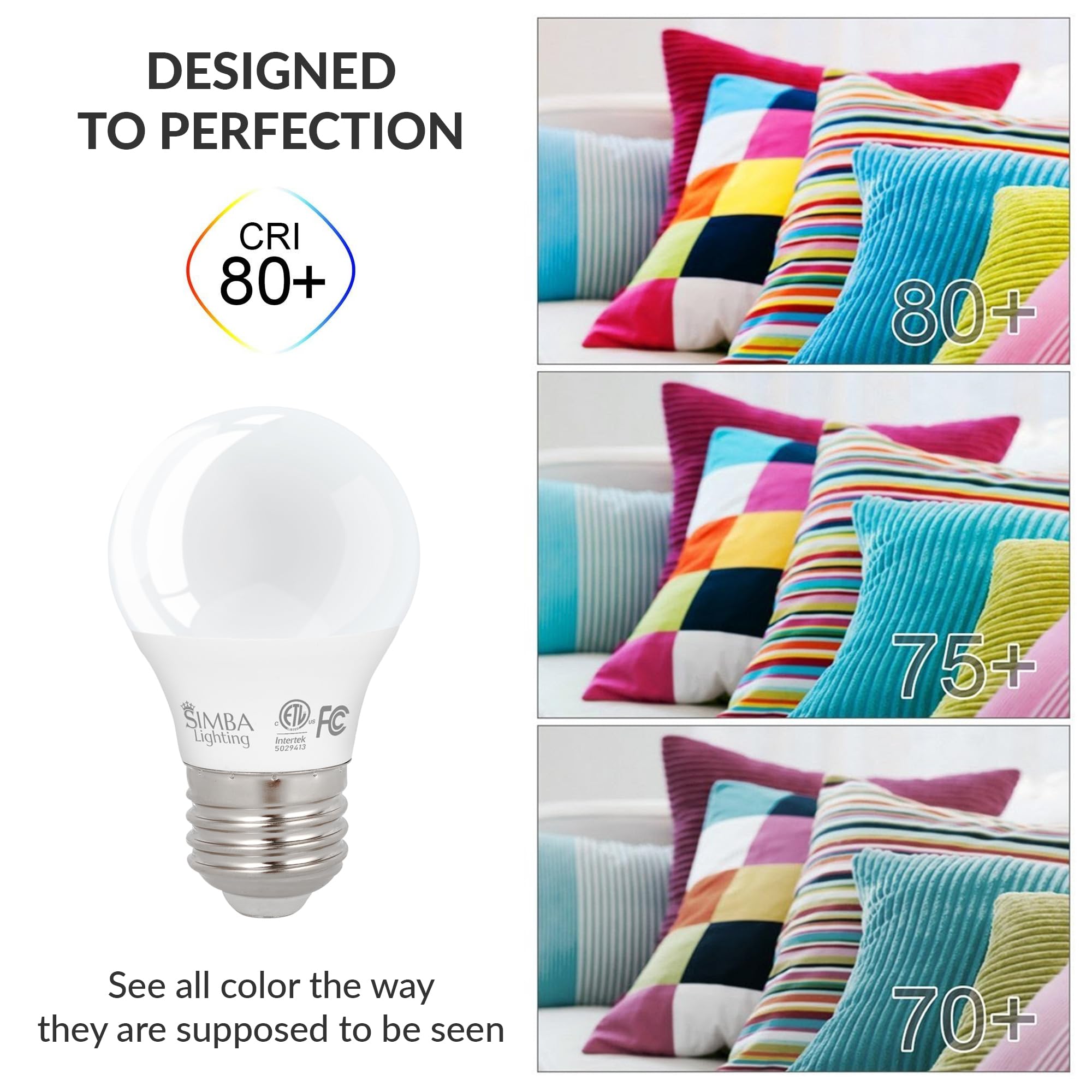 Simba LED A15 Bulbs 4-Pack - 7W 60W Equivalent E26 Base For Appliances & Fans, 3000K Soft White