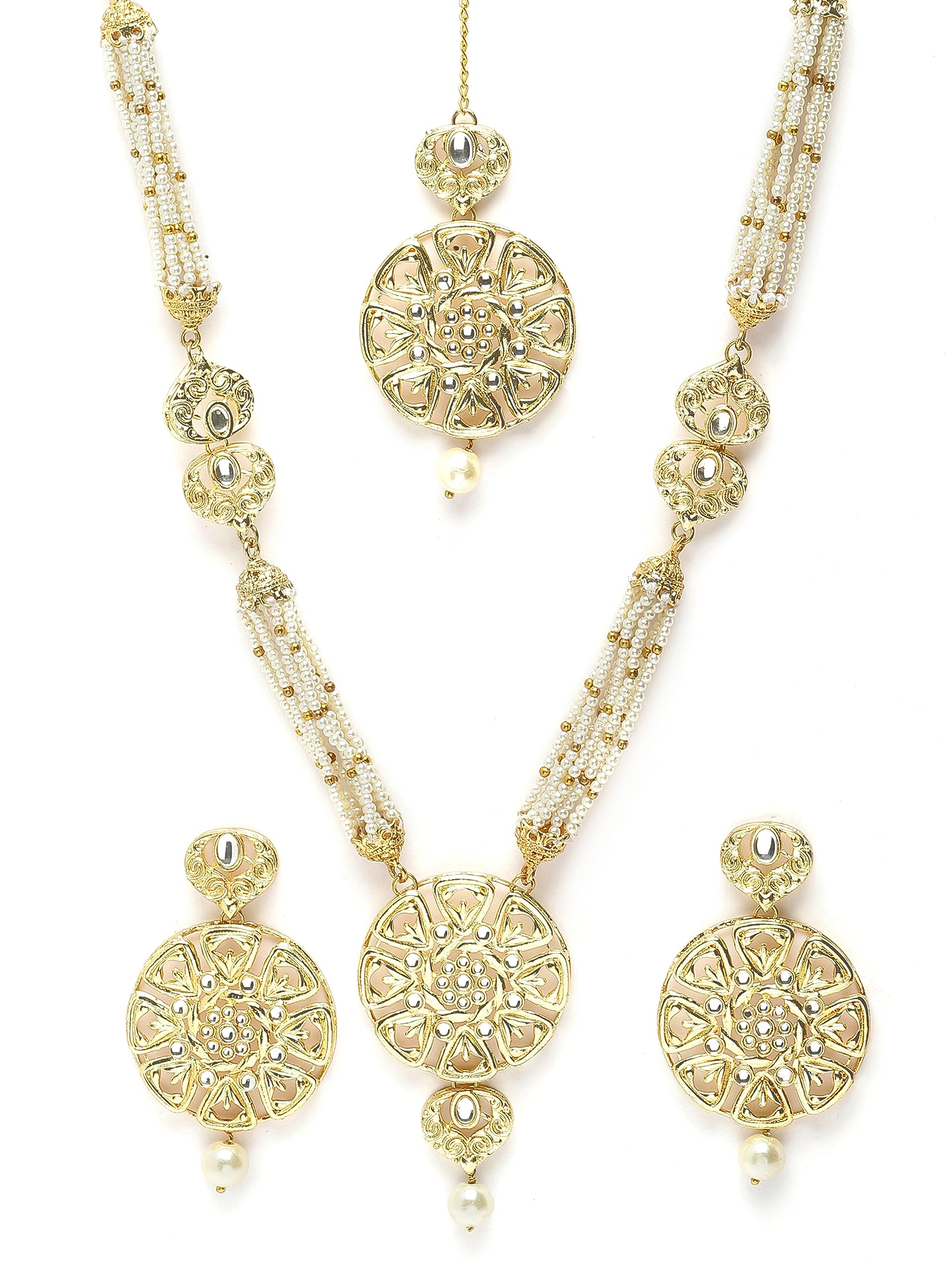 Karatcart Gold Plated Beaded Pearl and Kundan Rani Haar Necklace Set for Women (B0CH54SJZZ) Amazon Price History, Amazon Price Tracker